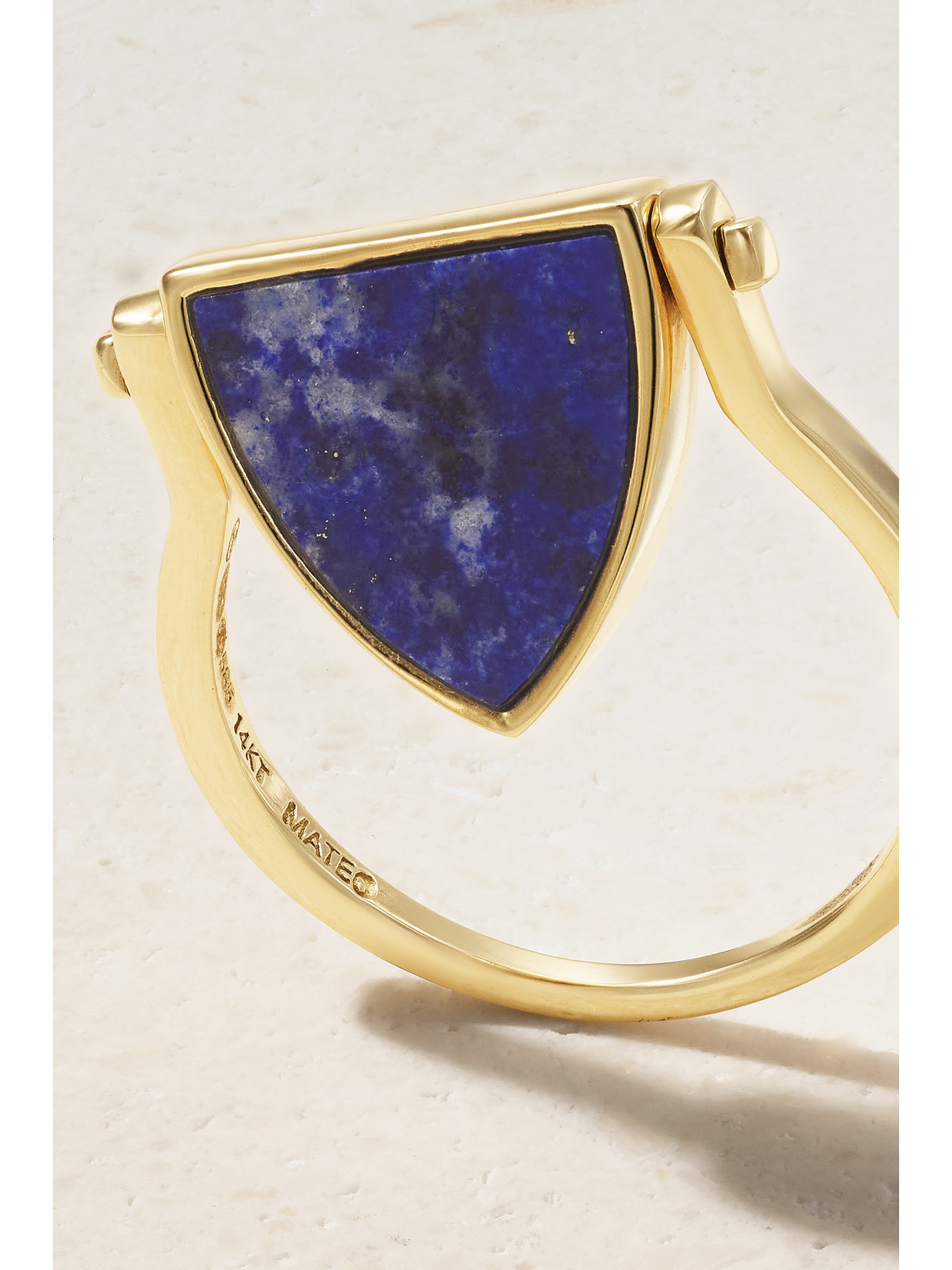 Shop Mateo Flip 14-karat Gold, Lapis Lazuli And Diamond Ring