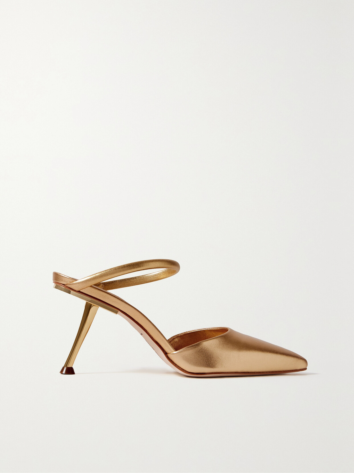 Shop Cult Gaia Tasha Metallic Leather Mules In Gold