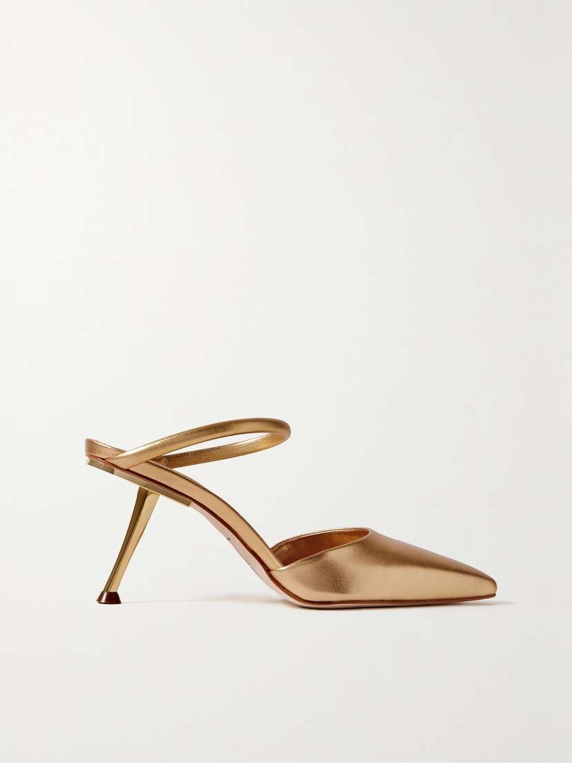 Cult Gaia Tasha Metallic Leather Mules
