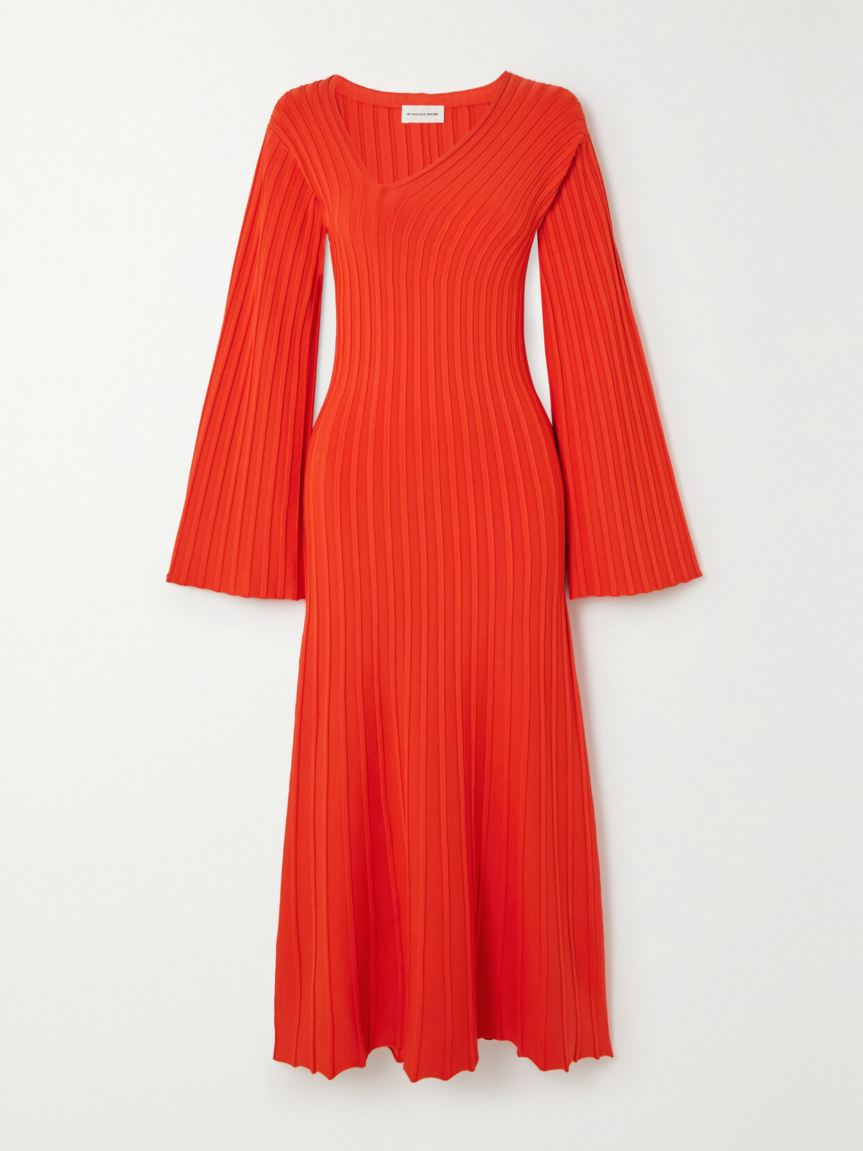 By Malene Birger - Isla Ribbed Stretch Recycled-jersey Midi Dress - Orange