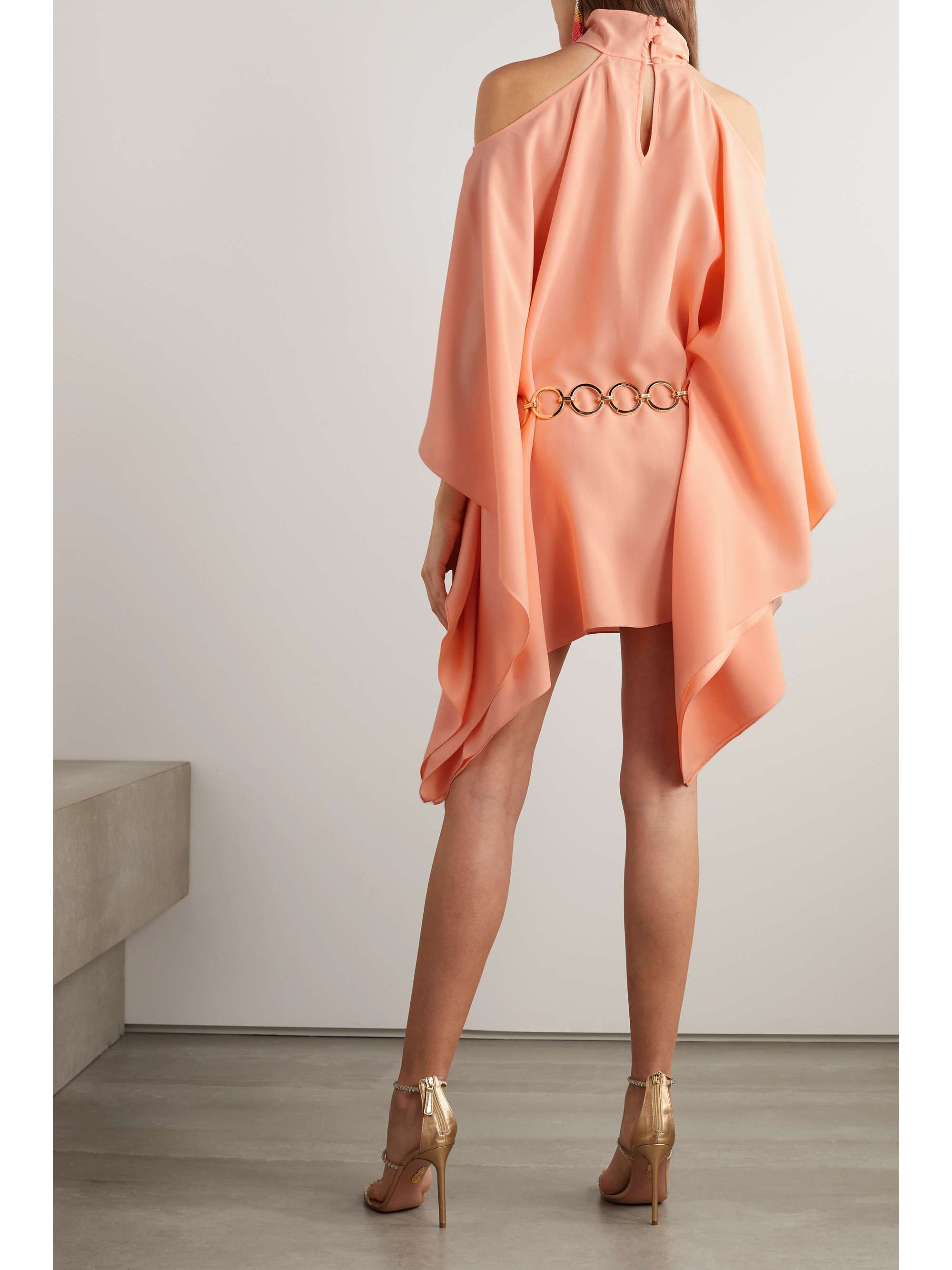 TALLER MARMO Piccolo Mambo belted cold-shoulder crepe mini dress