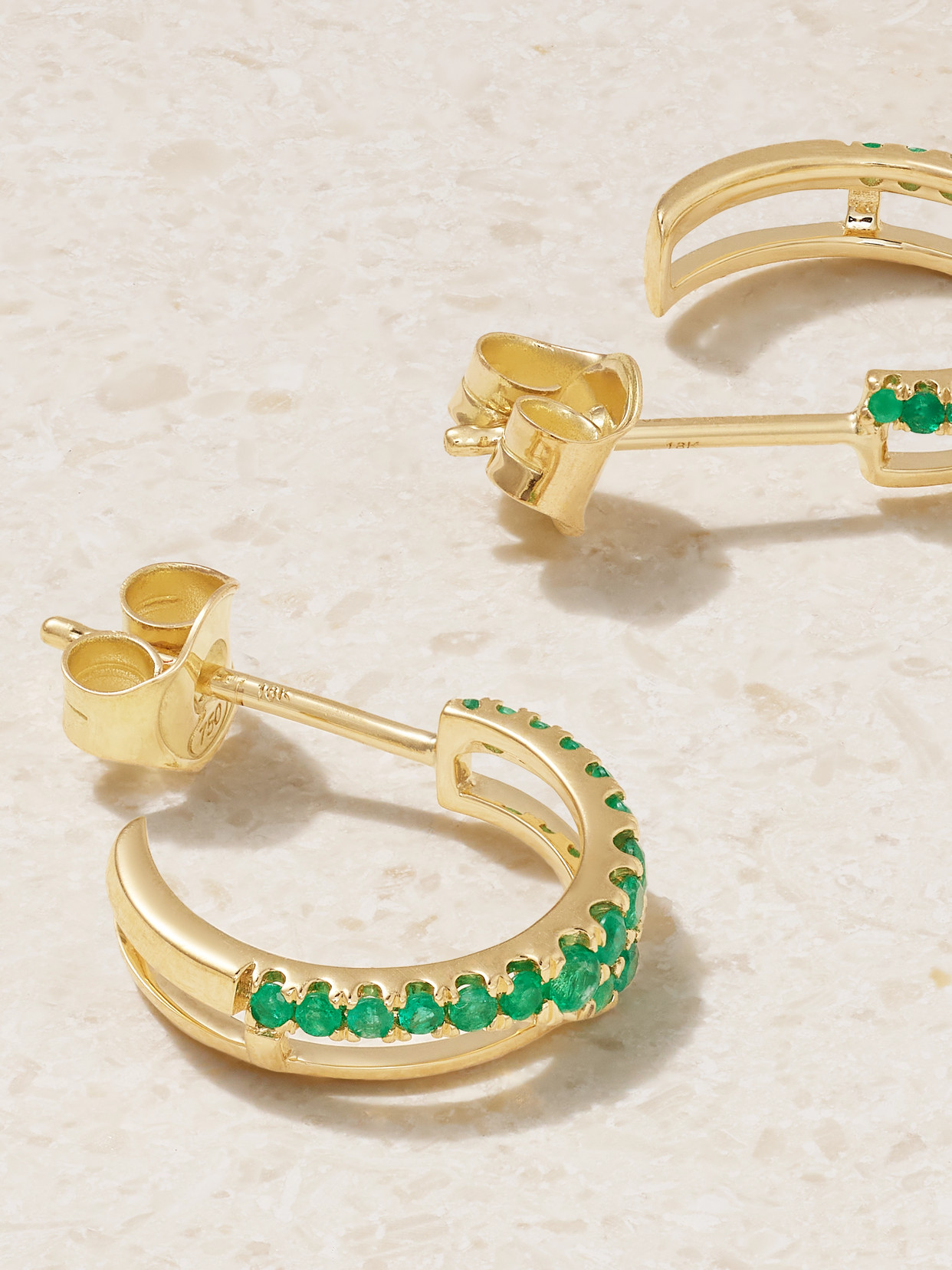 Shop Almasika Berceau 18-karat Gold Emerald Hoop Earrings