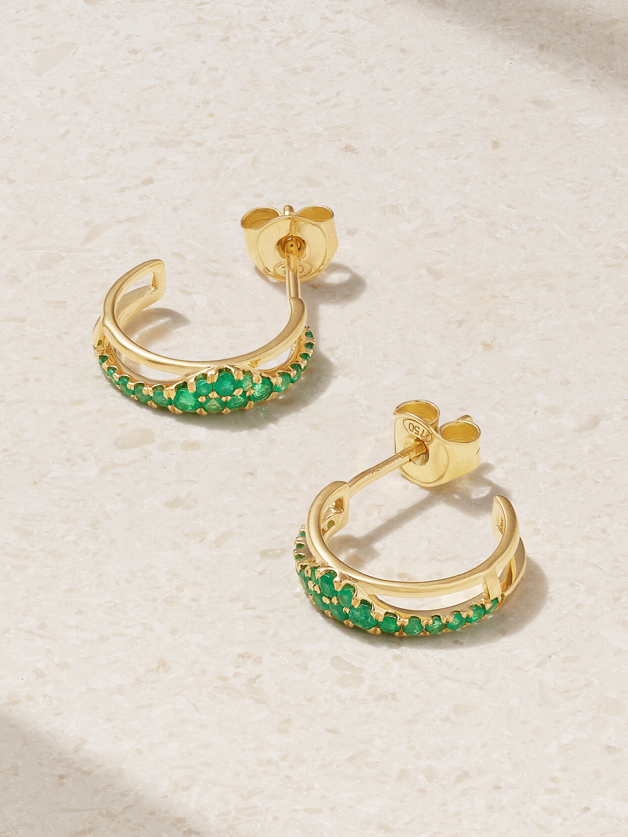 Almasika Berceau 18-karat Gold Emerald Hoop Earrings