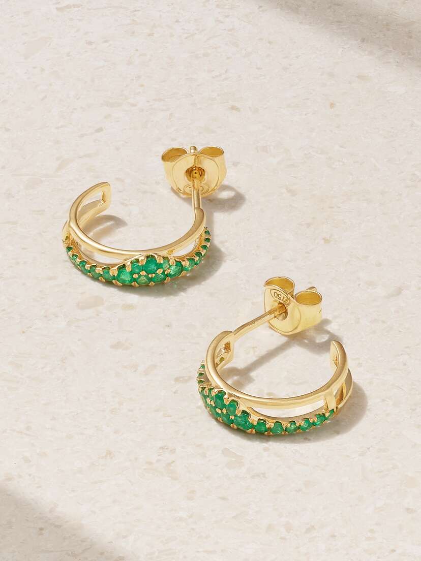 Almasika Berceau 18-karat Gold Emerald Hoop Earrings