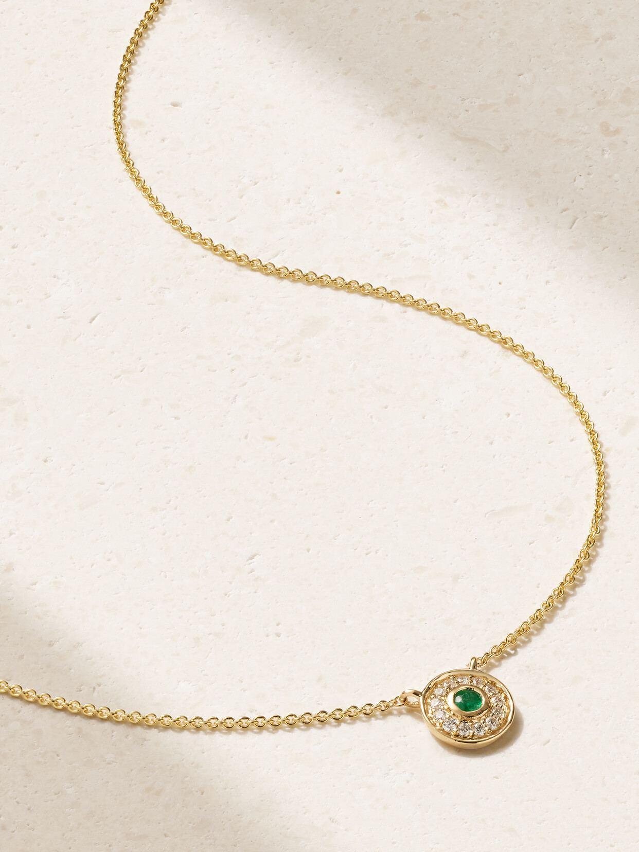 Almasika Petite Universum 18-karat Gold, Diamond And Emerald Necklace