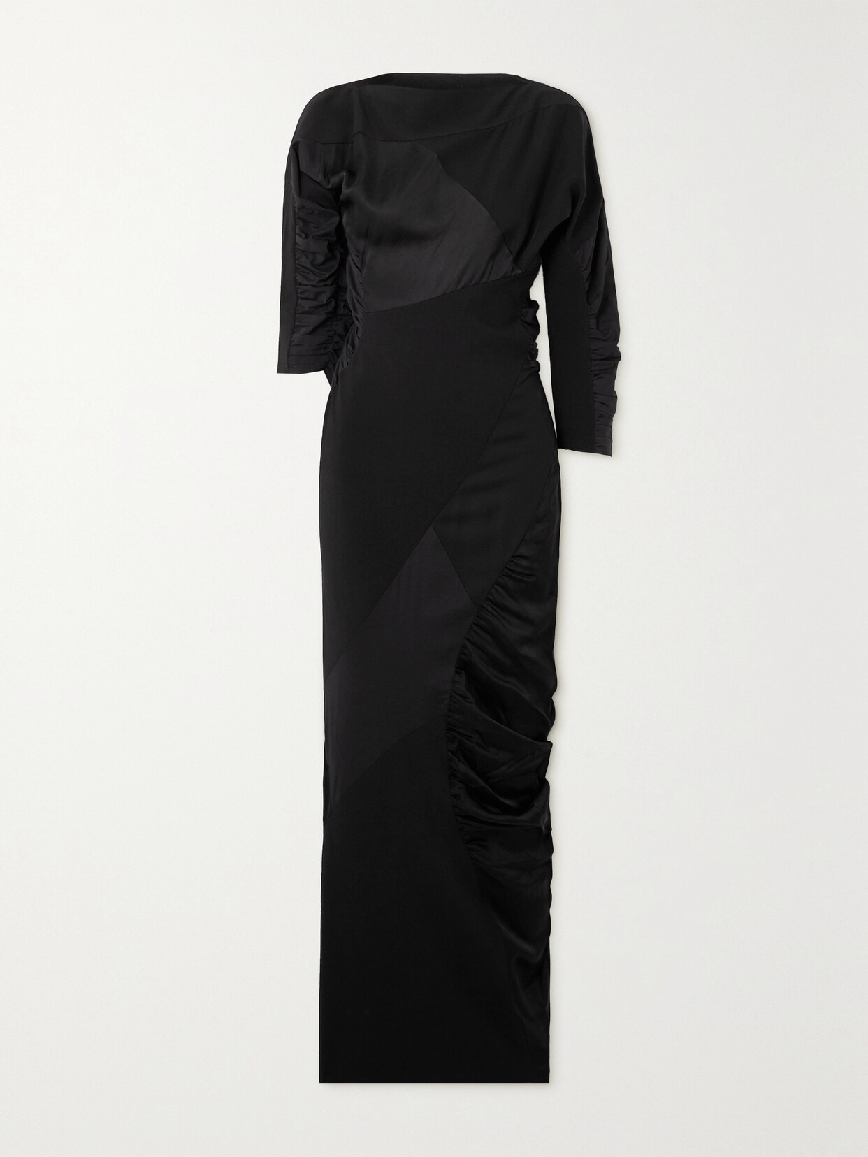 Cortana + Net Sustain Collage Silk-satin, Wool-blend, Crepe De Chine And Twill Maxi Dress - Black