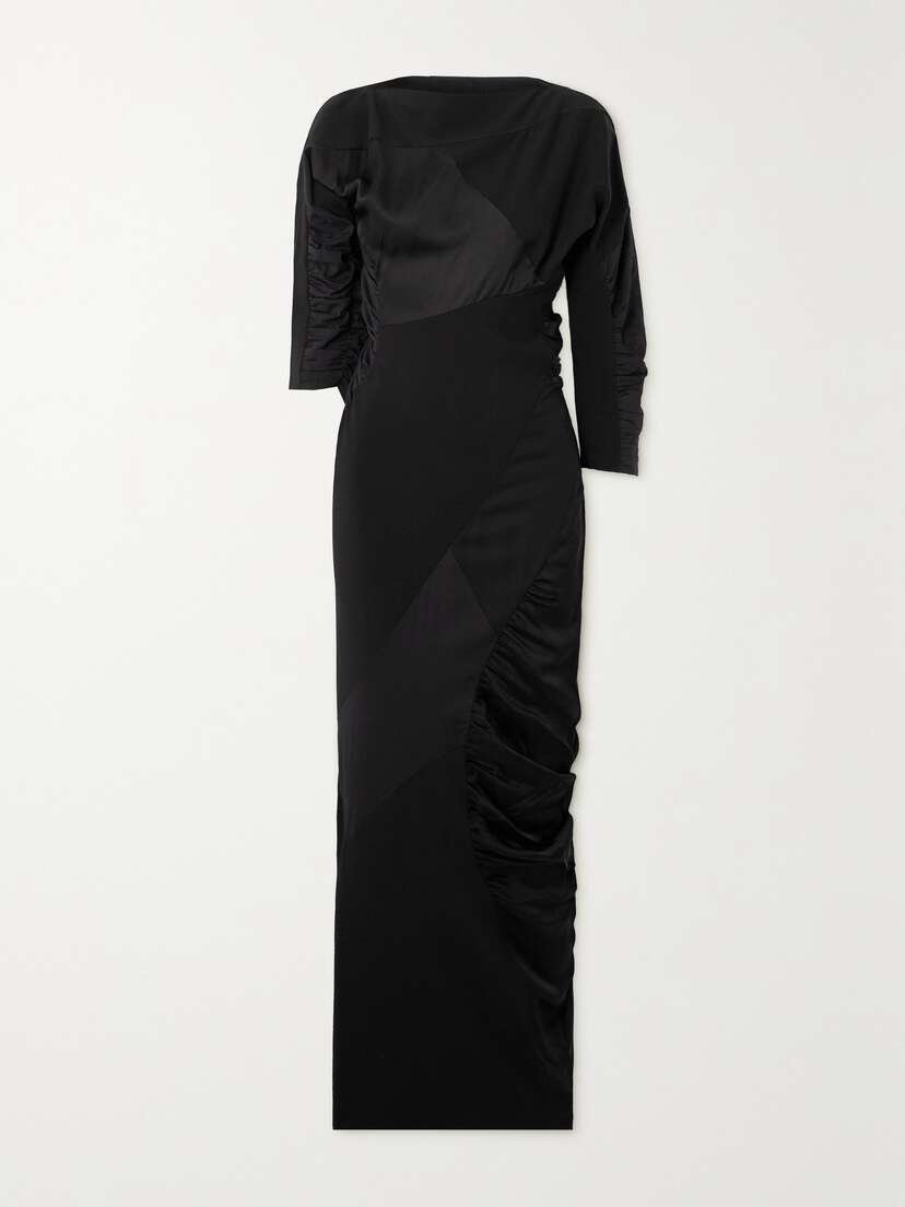 Cortana + Net Sustain Collage Silk-satin, Wool-blend, Crepe De Chine And Twill Maxi Dress