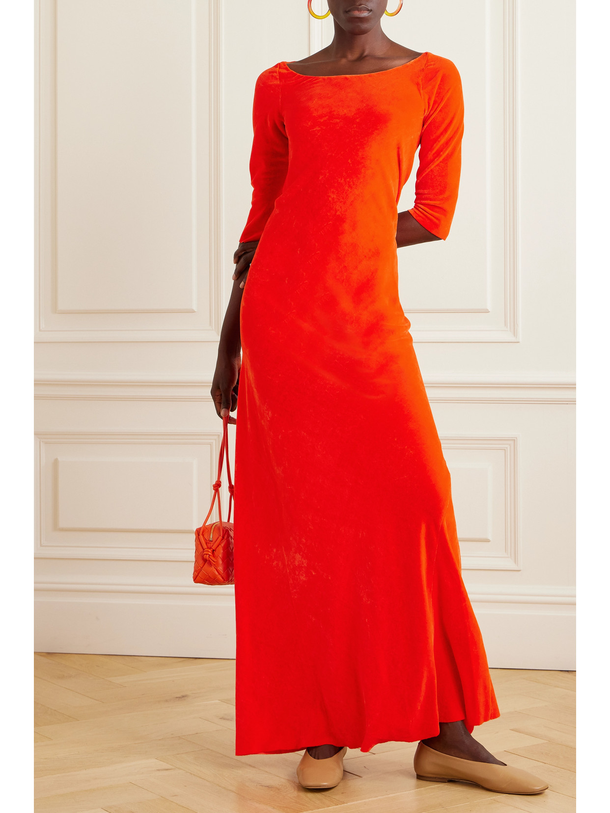 Shop Cortana + Net Sustain Milena Velvet Maxi Dress In Red