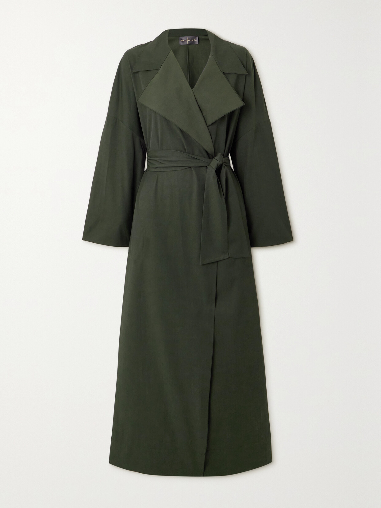 Cortana + Net Sustain Camille Belted Twill Trench Coat - Green