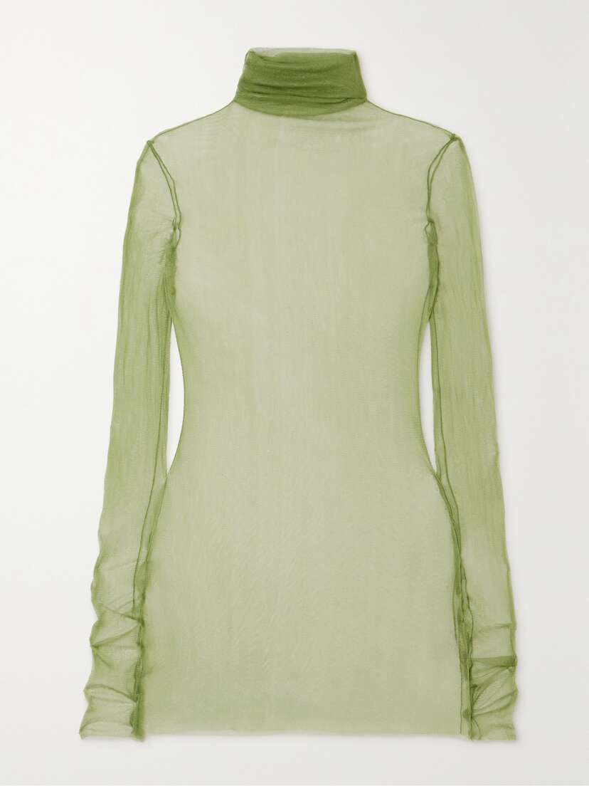 Cortana + Net Sustain Cisne Silk-tulle Turtleneck Top