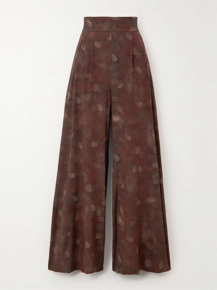 Cortana + Net Sustain Nolita Pleated Printed Silk-blend Wide-leg Pants