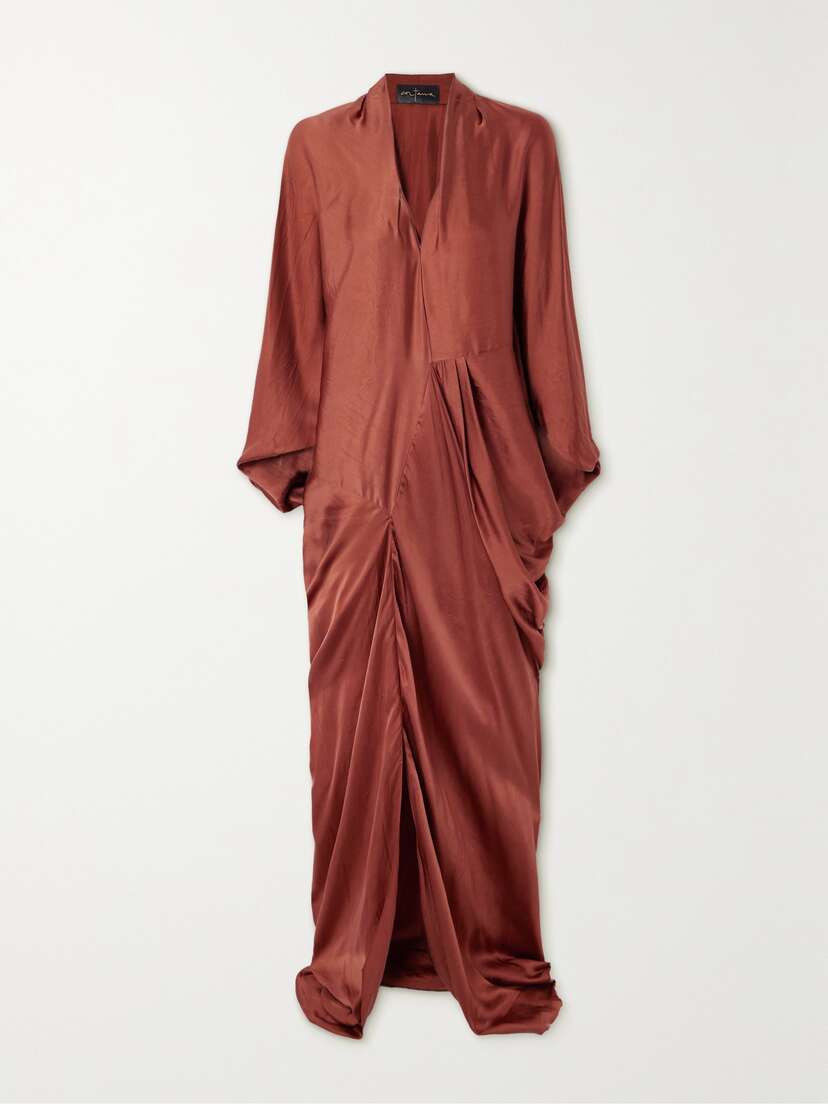 Cortana + Net Sustain Oona Asymmetrical Draped Satin-twill Maxi Dress