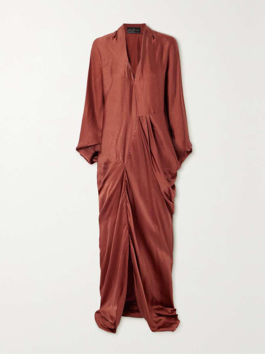 CORTANA + NET SUSTAIN Oona asymmetrical draped satin-twill maxi dress