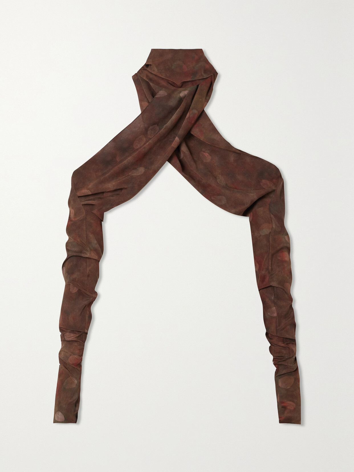 Cortana + Net Sustain Nolita Printed Stretch-silk Gloves - Brown