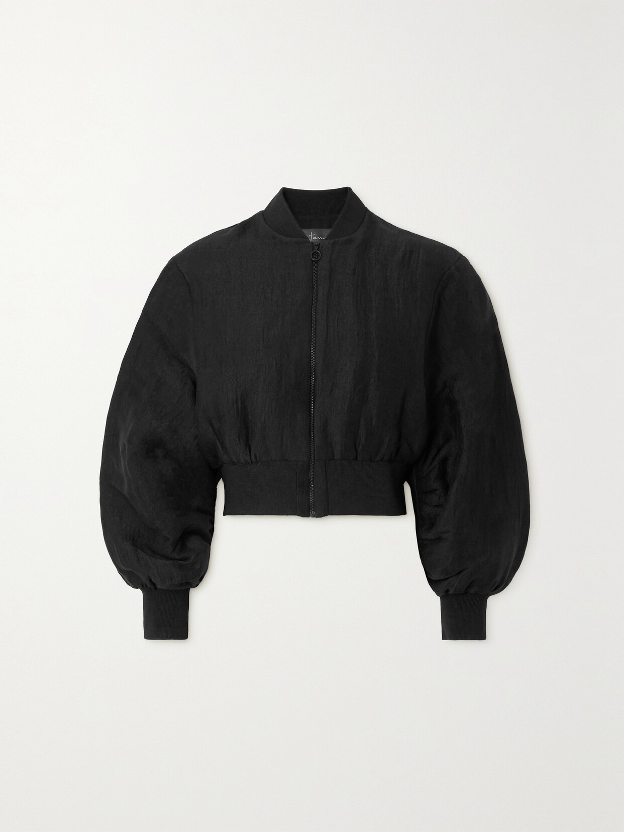 Cortana + Net Sustain Bachata Linen And Silk-blend Jacquard Bomber Jacket In Black