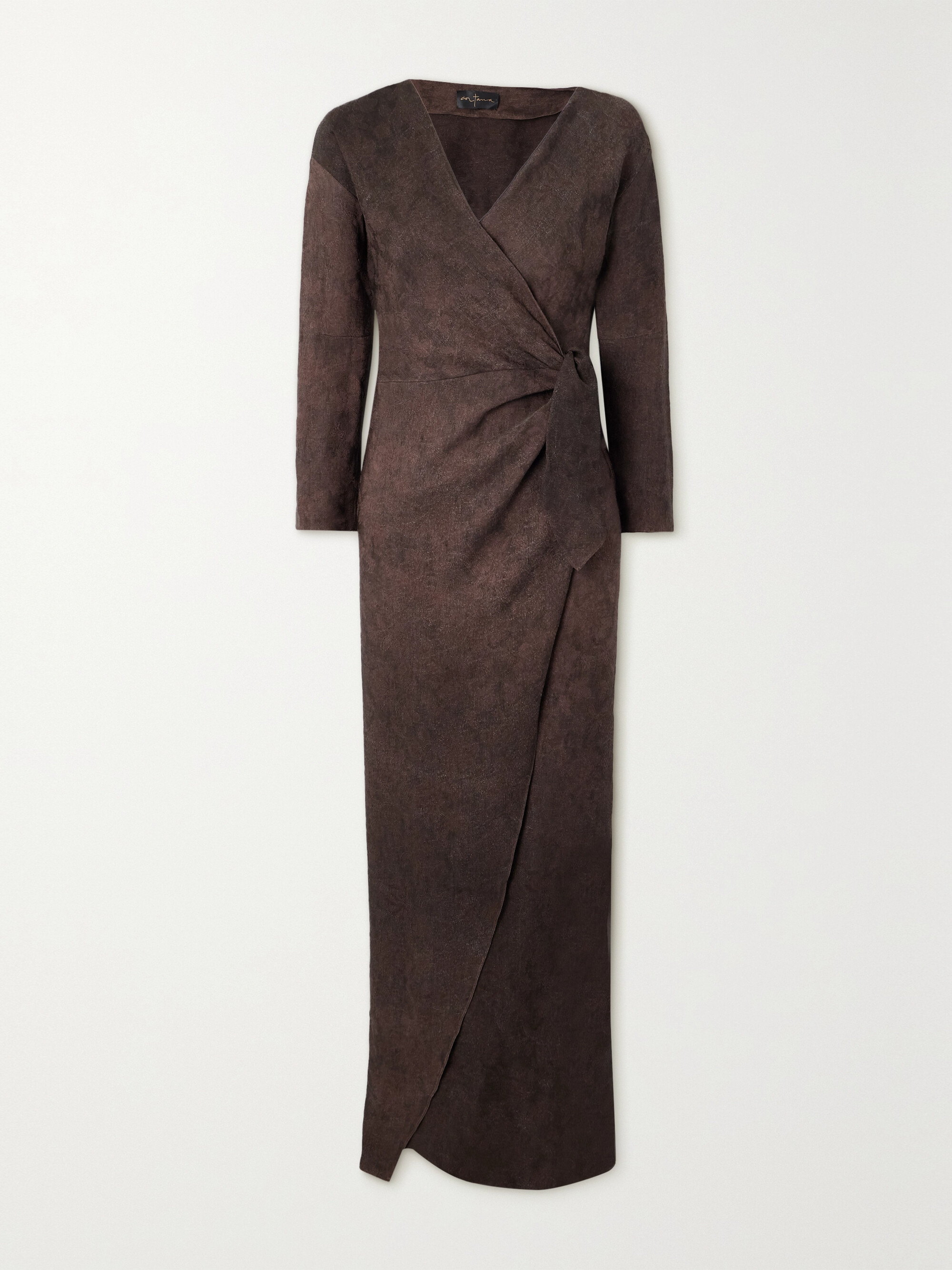 Cortana + NET SUSTAIN Malesia linen-blend jacquard maxi wrap dress