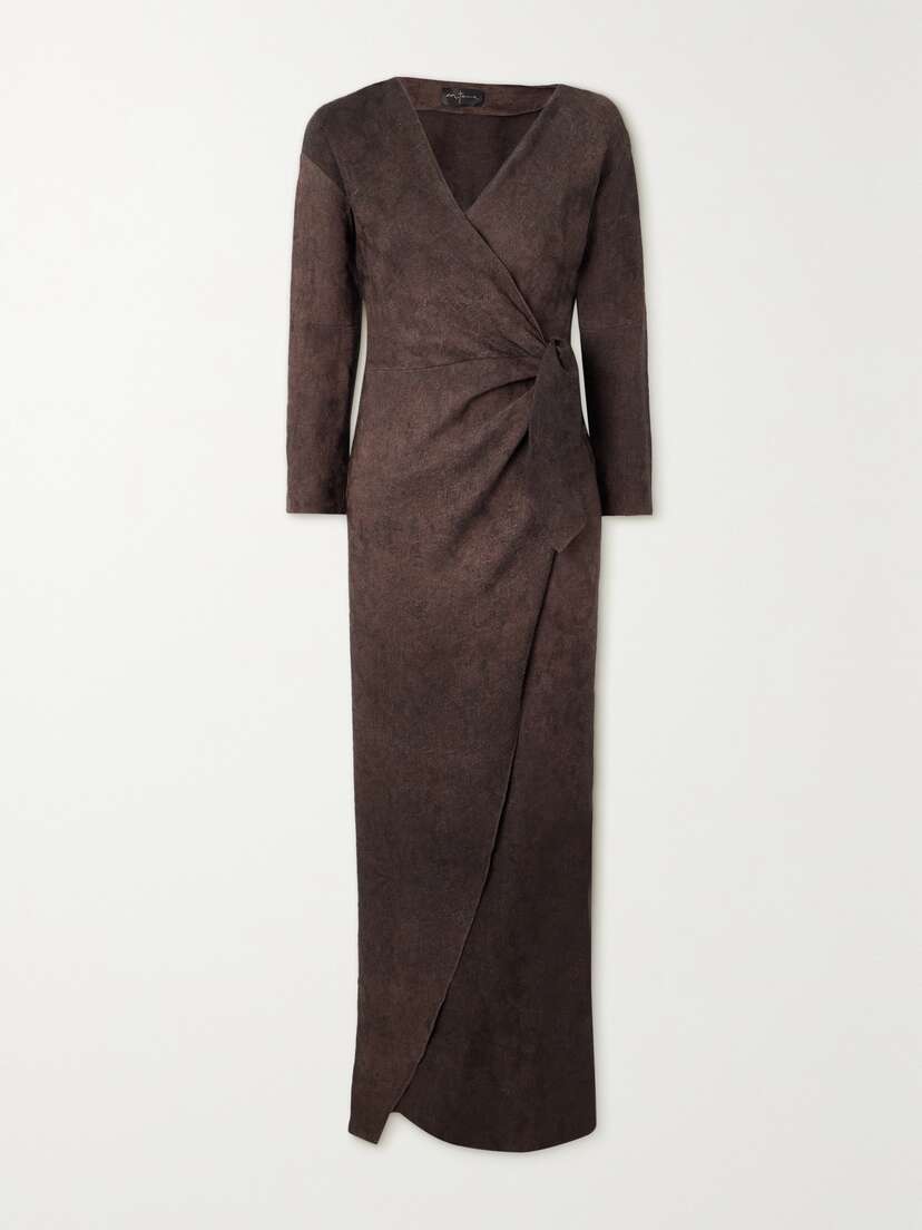 Cortana + Net Sustain Malesia Linen-blend Jacquard Maxi Wrap Dress