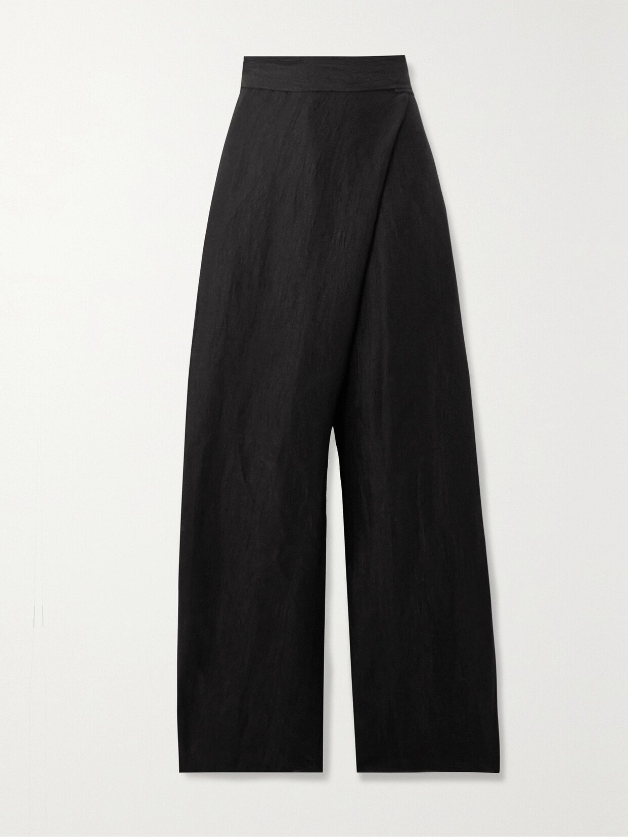 Shop Cortana + Net Sustain Bachata Wrap-effect Linen And Silk-blend Jacquard Wide-leg Pants In Black