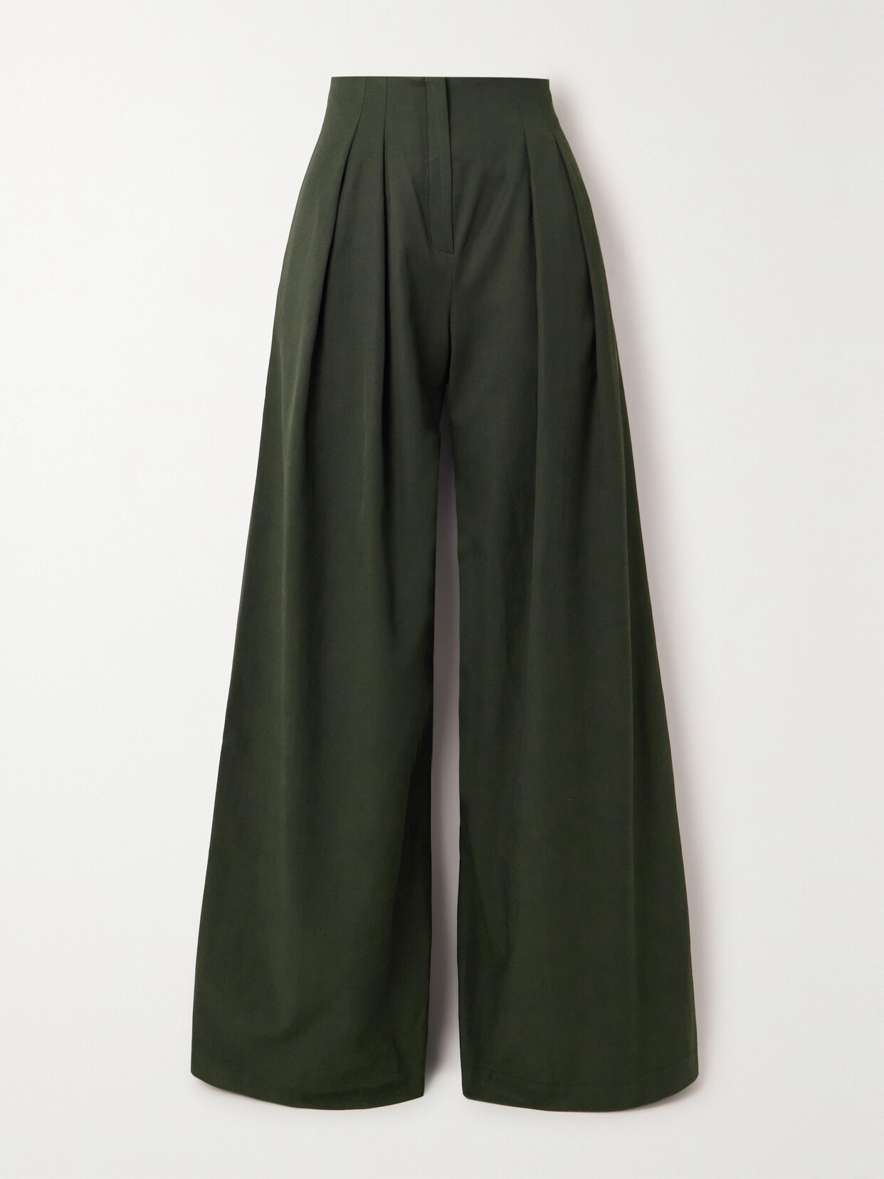 Cortana - + Net Sustain Camille Pleated Twill Wide-leg Pants - Green