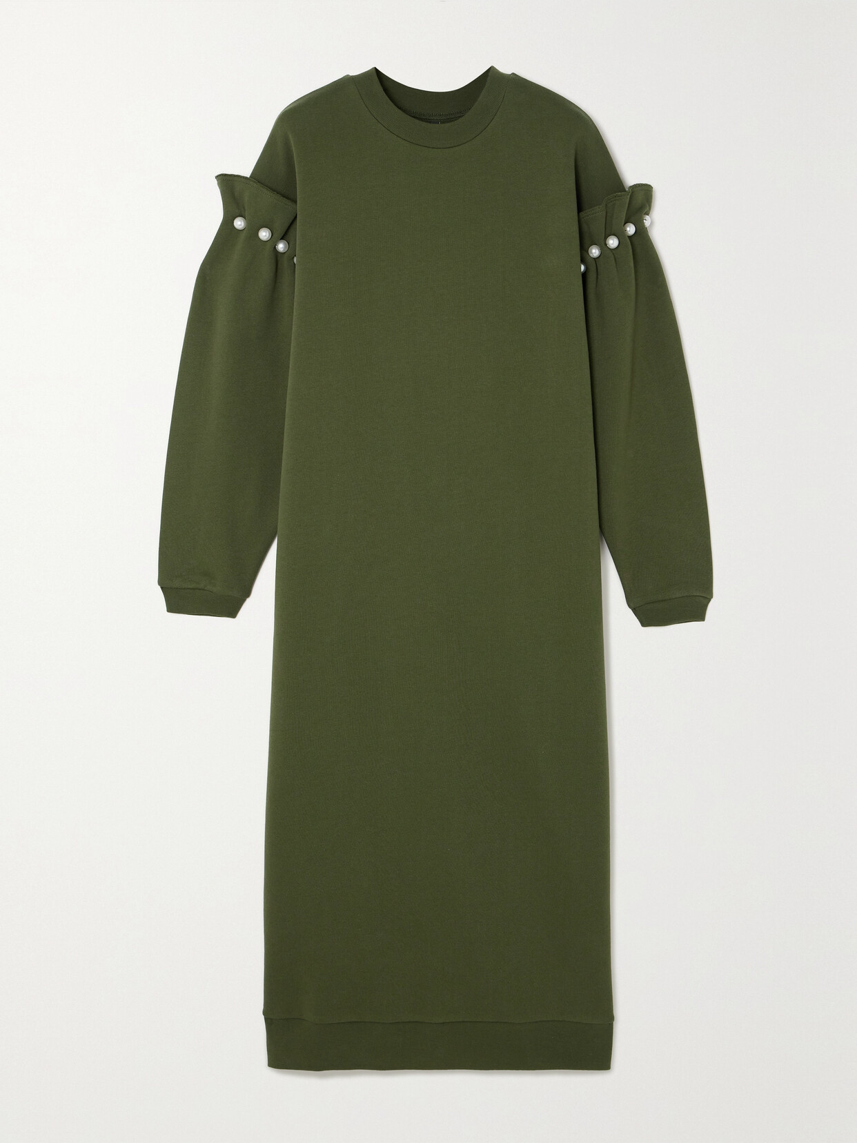 Mother of Pearl - + Net Sustain Cleo Faux Pearl-embellished Organic Cotton-jersey Midi Dress - Green