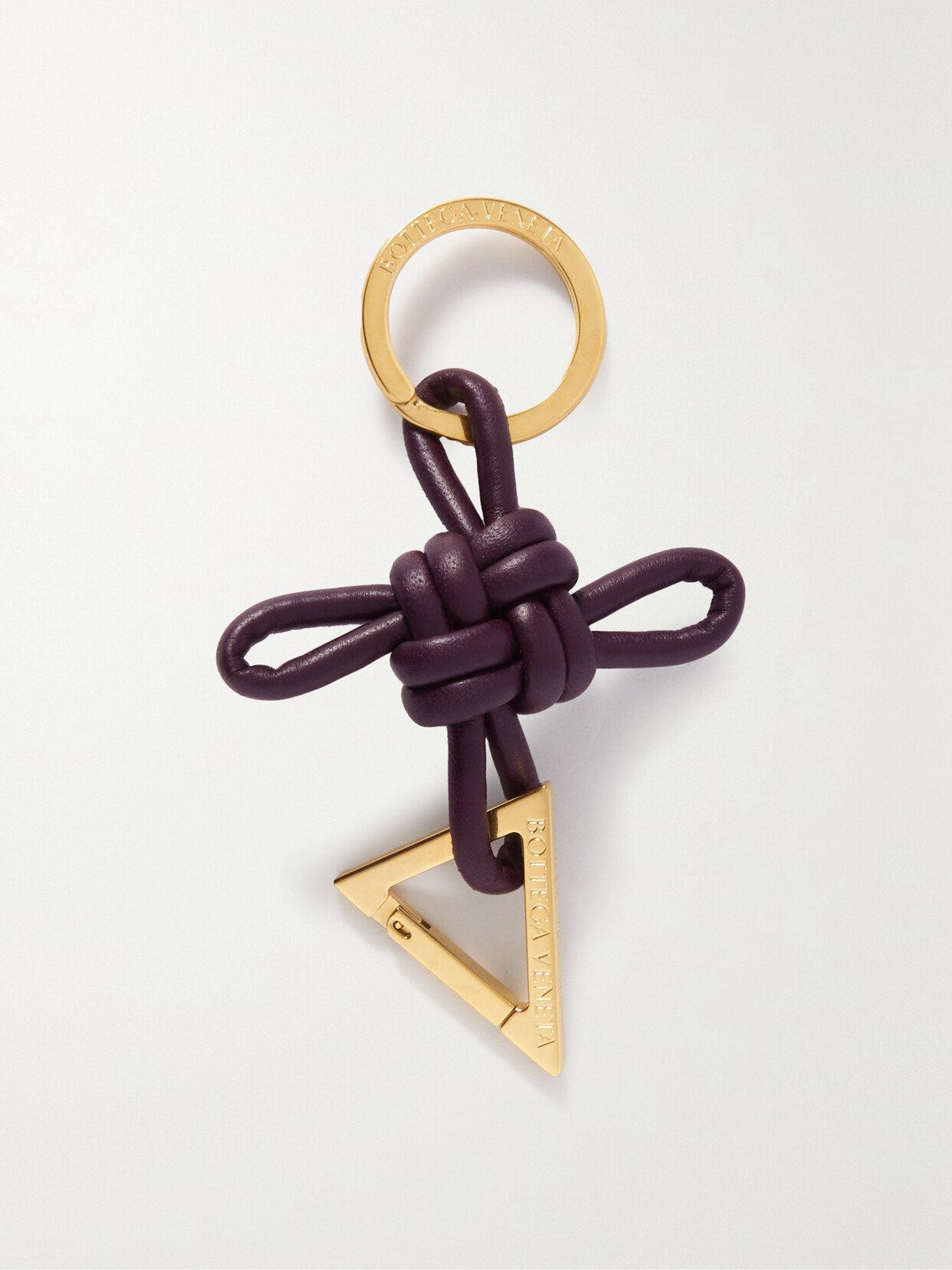 Bottega Veneta Knotted Leather And Gold-tone Keyring In Blue