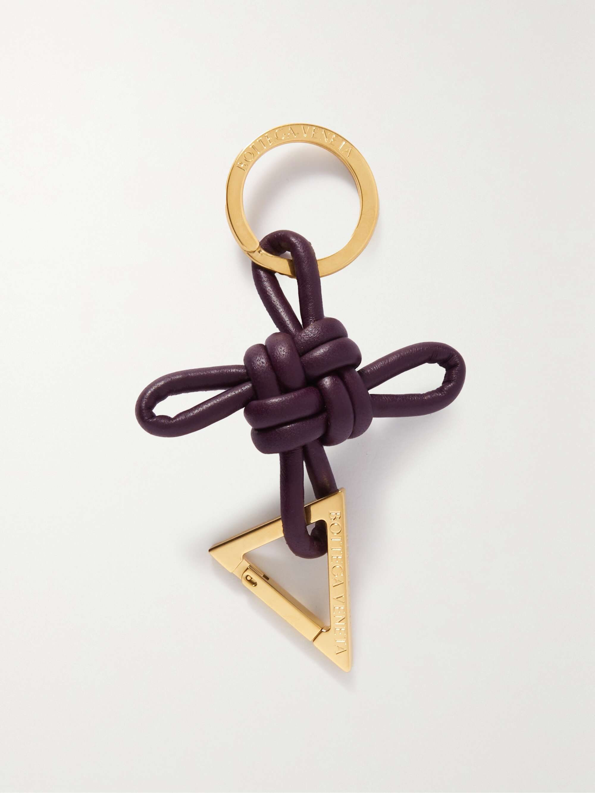 BOTTEGA VENETA Knot leather and gold-tone keyring