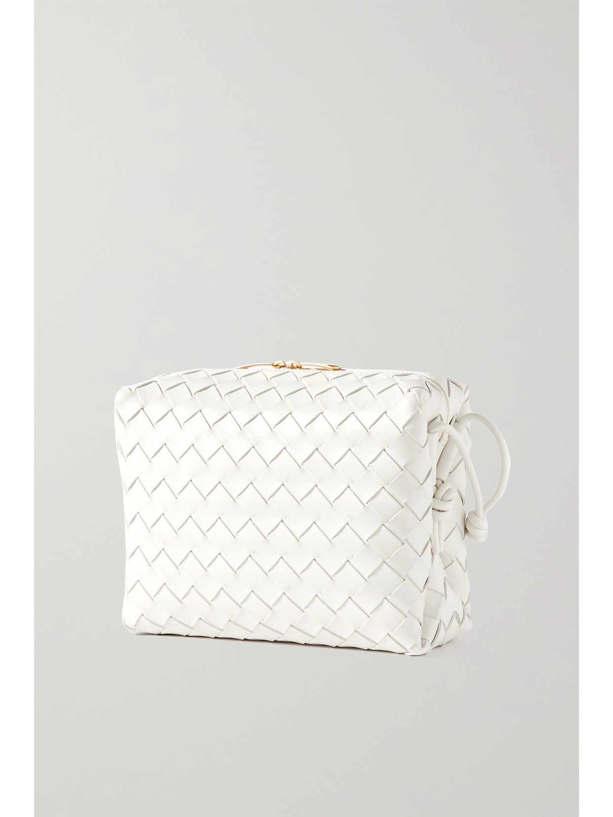 Bottega Veneta Small Drop Loop Intrecciato Leather Shoulder Bag In White