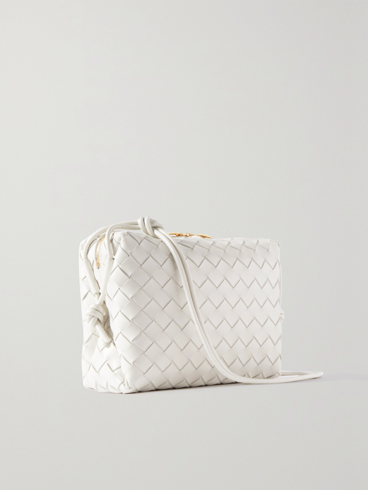 Bottega Veneta - Loop Intrecciato Leather Shoulder Bag - White