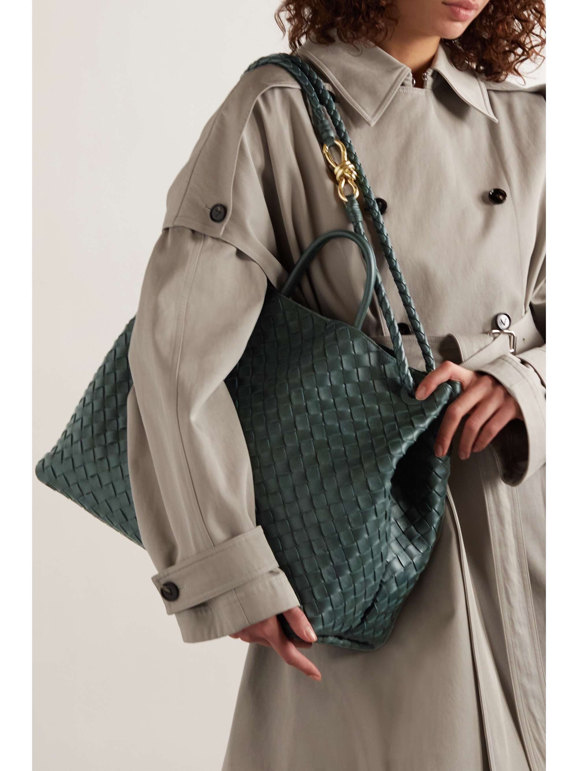 Dark green Andiamo embellished intrecciato leather tote BOTTEGA NETAPORTER