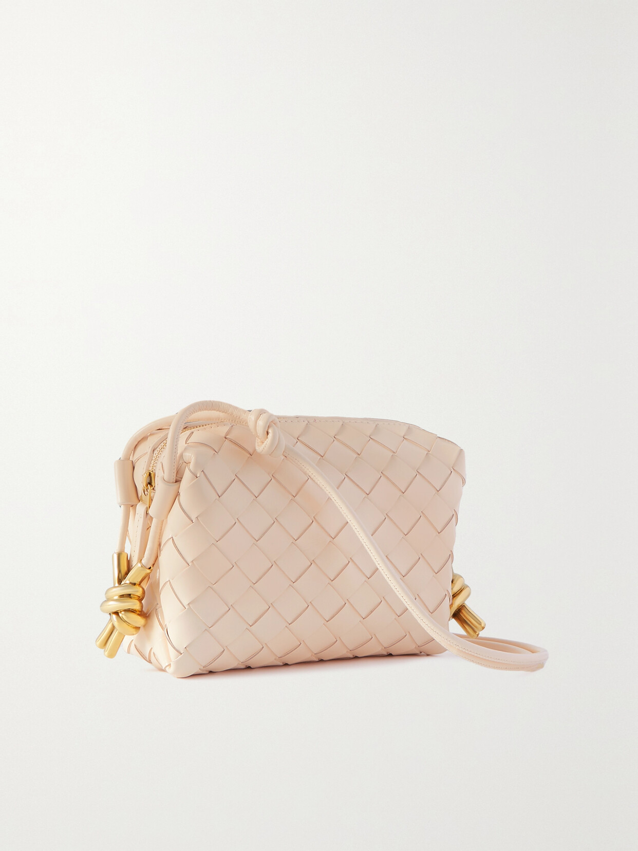 Bottega Veneta Loop Mini Intrecciato Leather Shoulder Bag In Pink