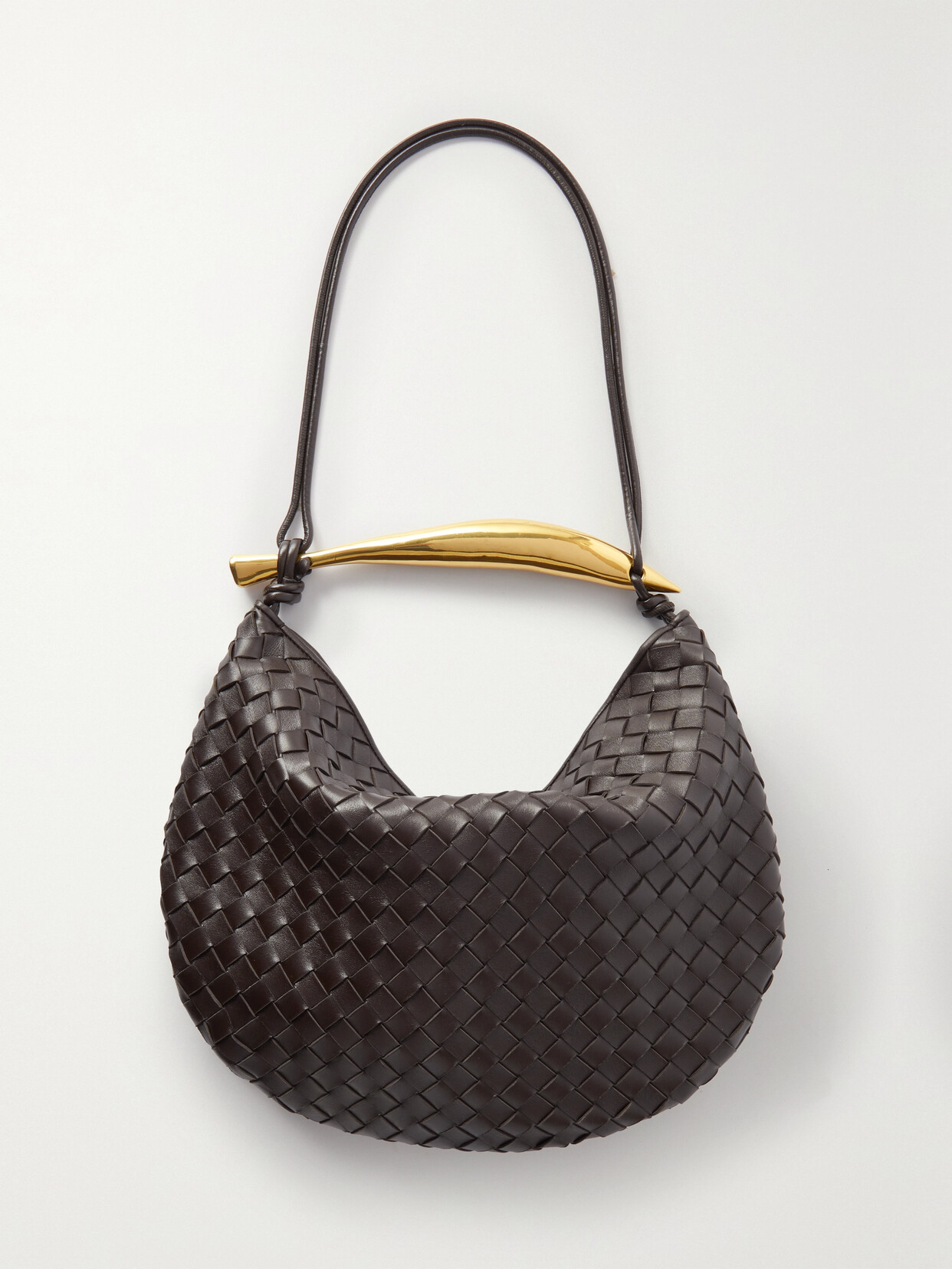 Bottega Veneta Sardine Intrecciato Leather Shoulder Bag In Brown