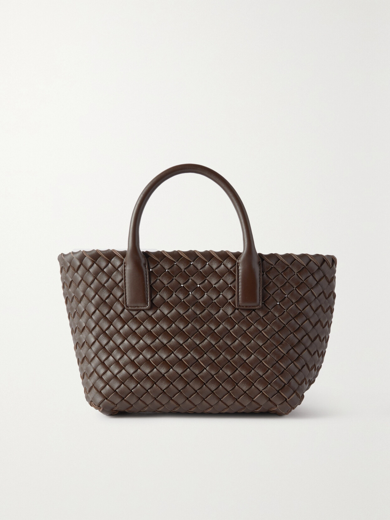 Bottega Veneta Cabat Mini Intrecciato-leather Tote Bag In Brown