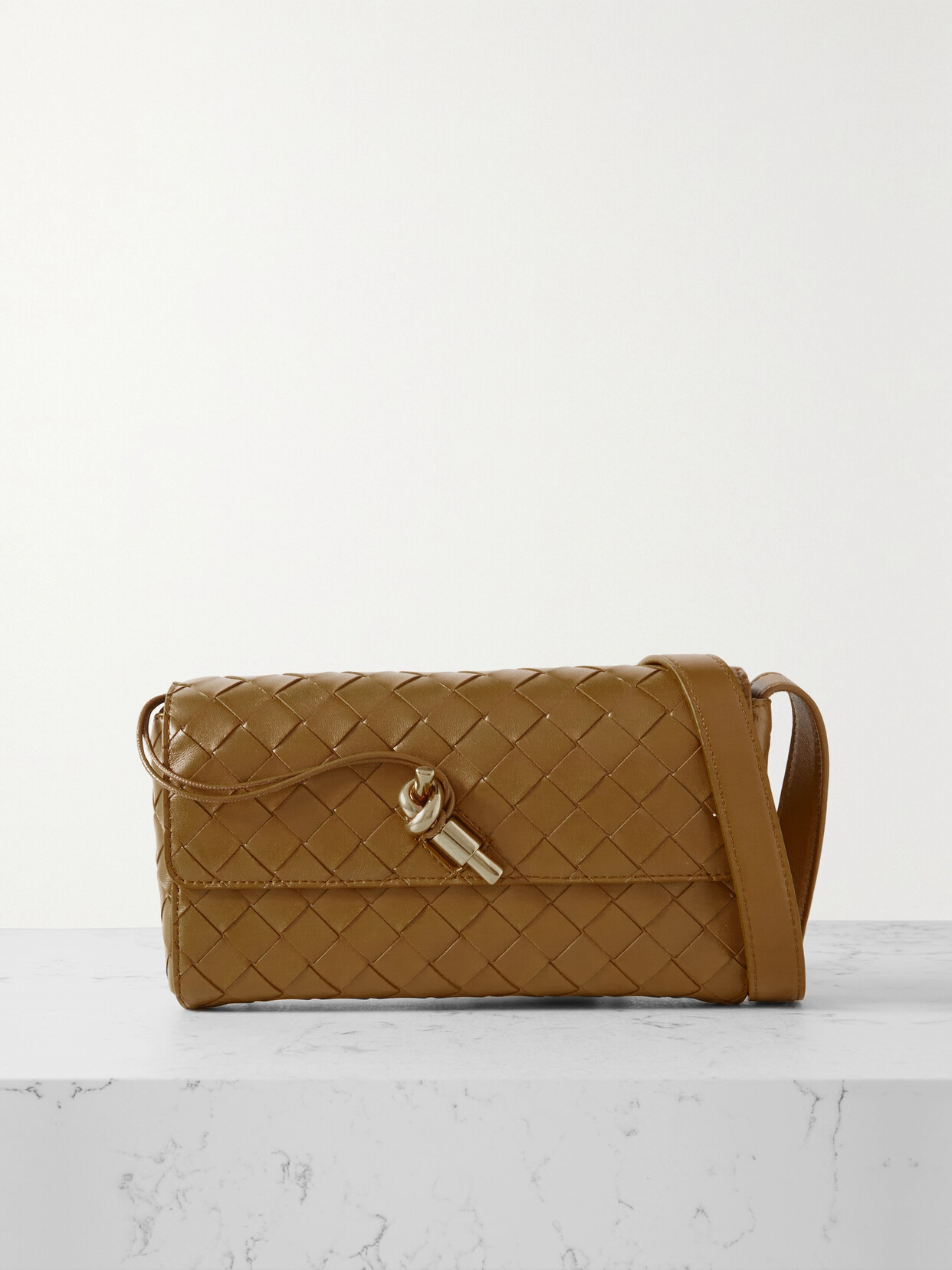 Bottega Veneta - Andiamo Mini Intrecciato Leather Shoulder Bag - Brown