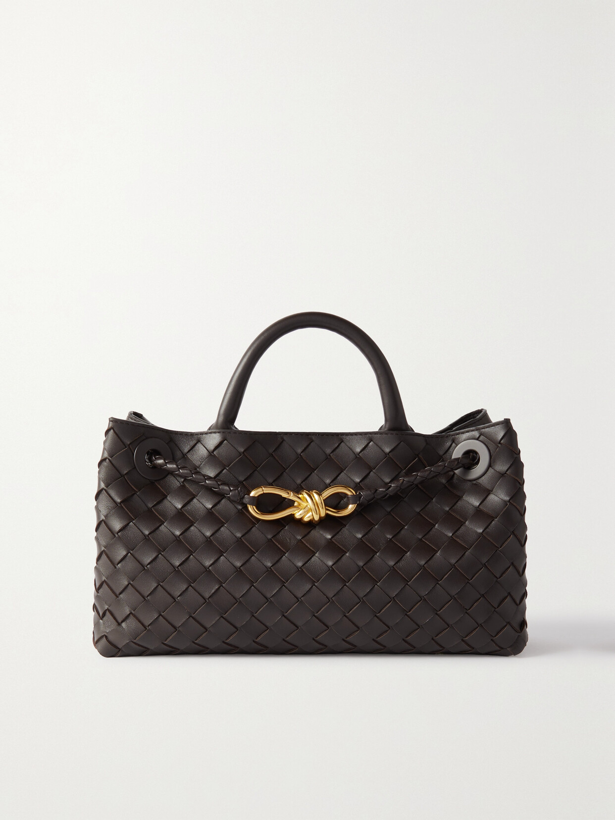 Shop Bottega Veneta Andiamo Small Intrecciato Leather Tote In Brown