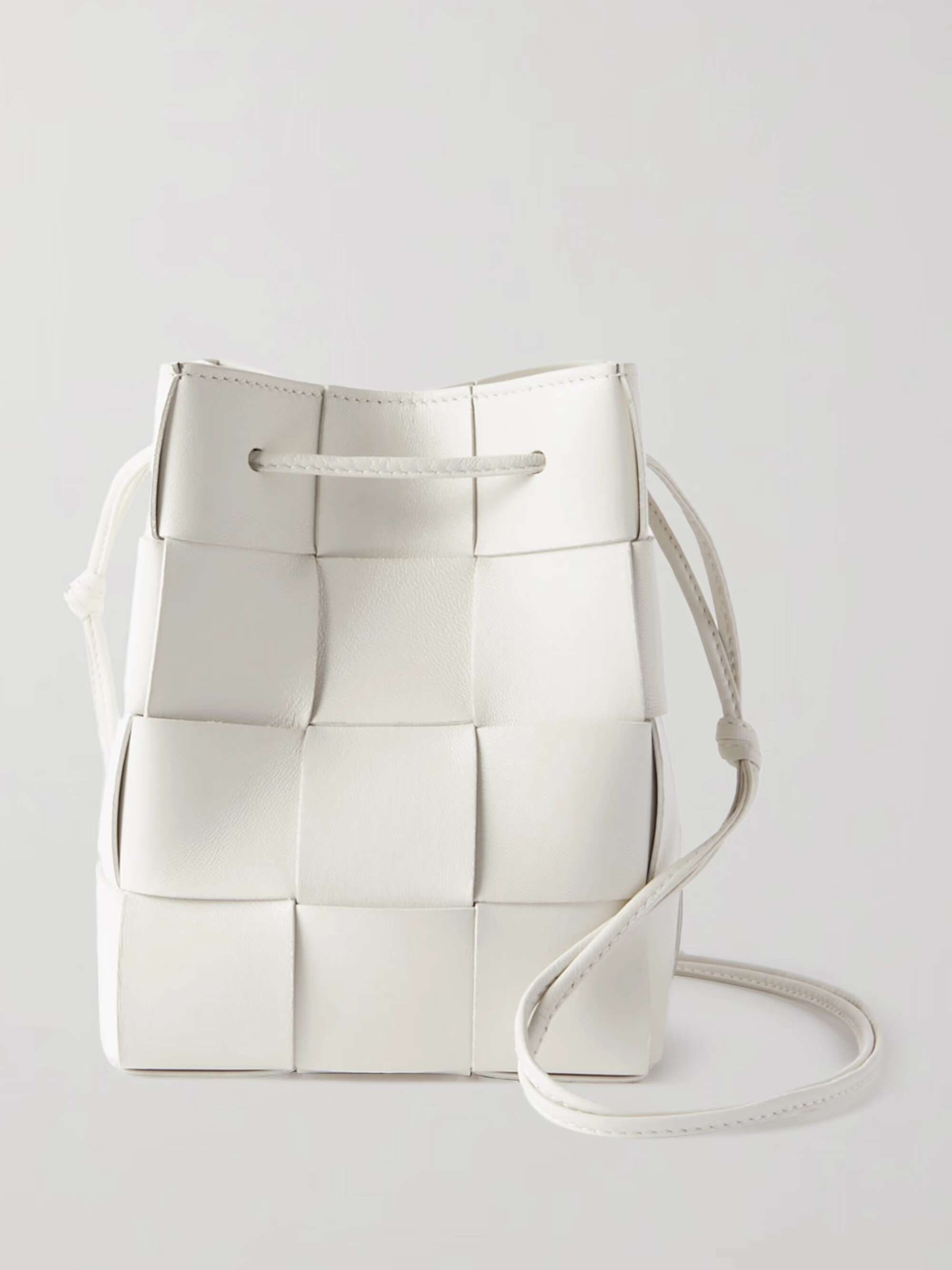 Silver Cassette small Intrecciato-leather bucket bag, Bottega Veneta