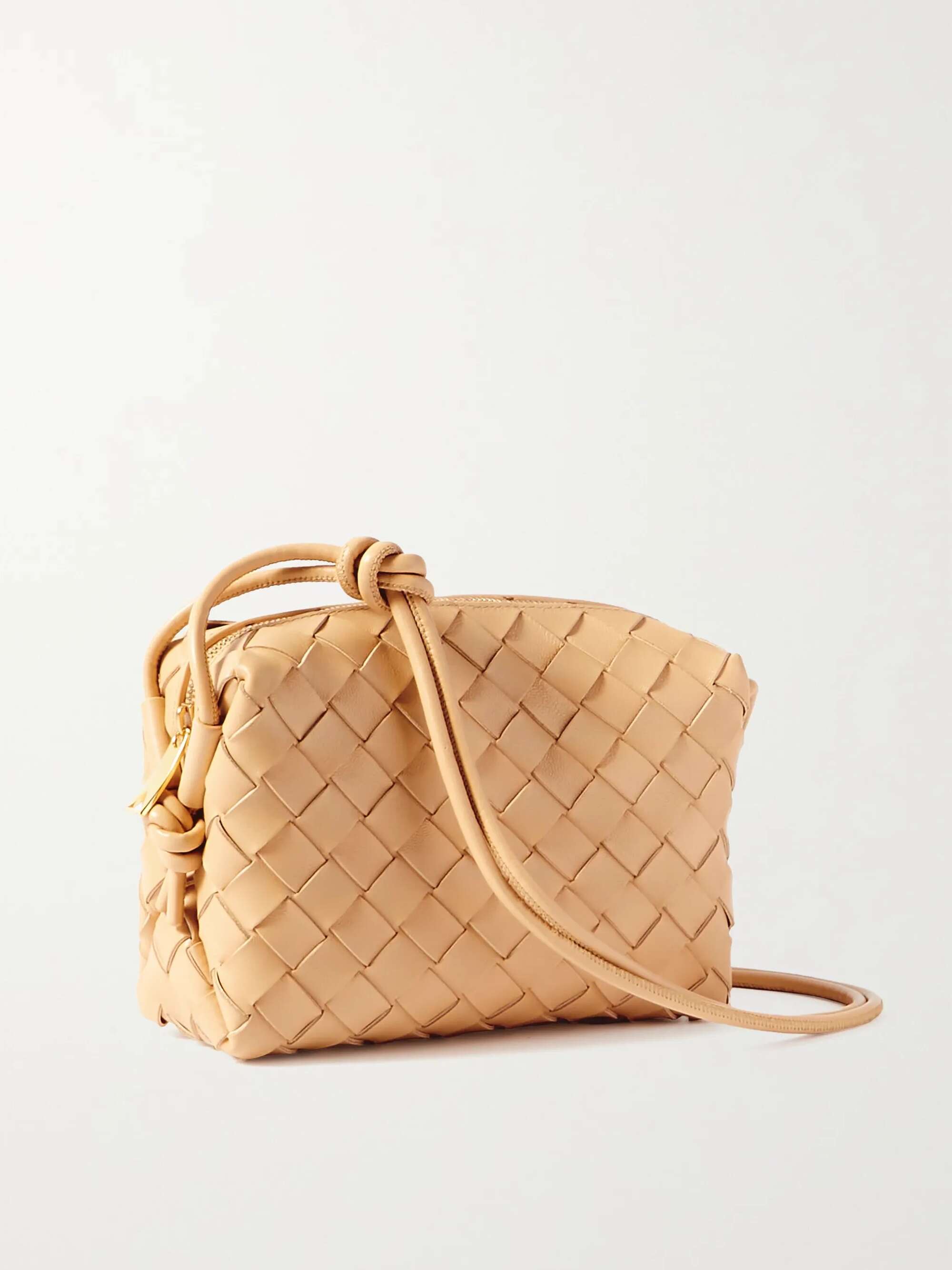 Bottega Veneta Mini Loop Intrecciato Leather Camera Bag 2700 Almond Gold