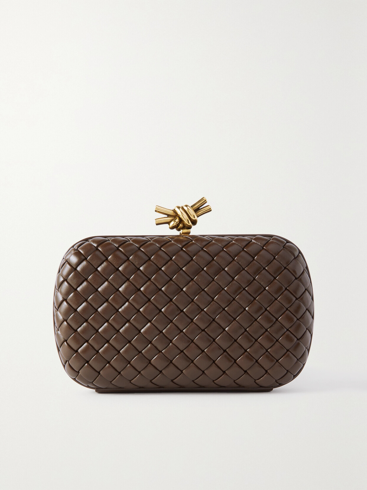 Bottega Veneta - Knot Padded Intrecciato Leather Clutch - Brown