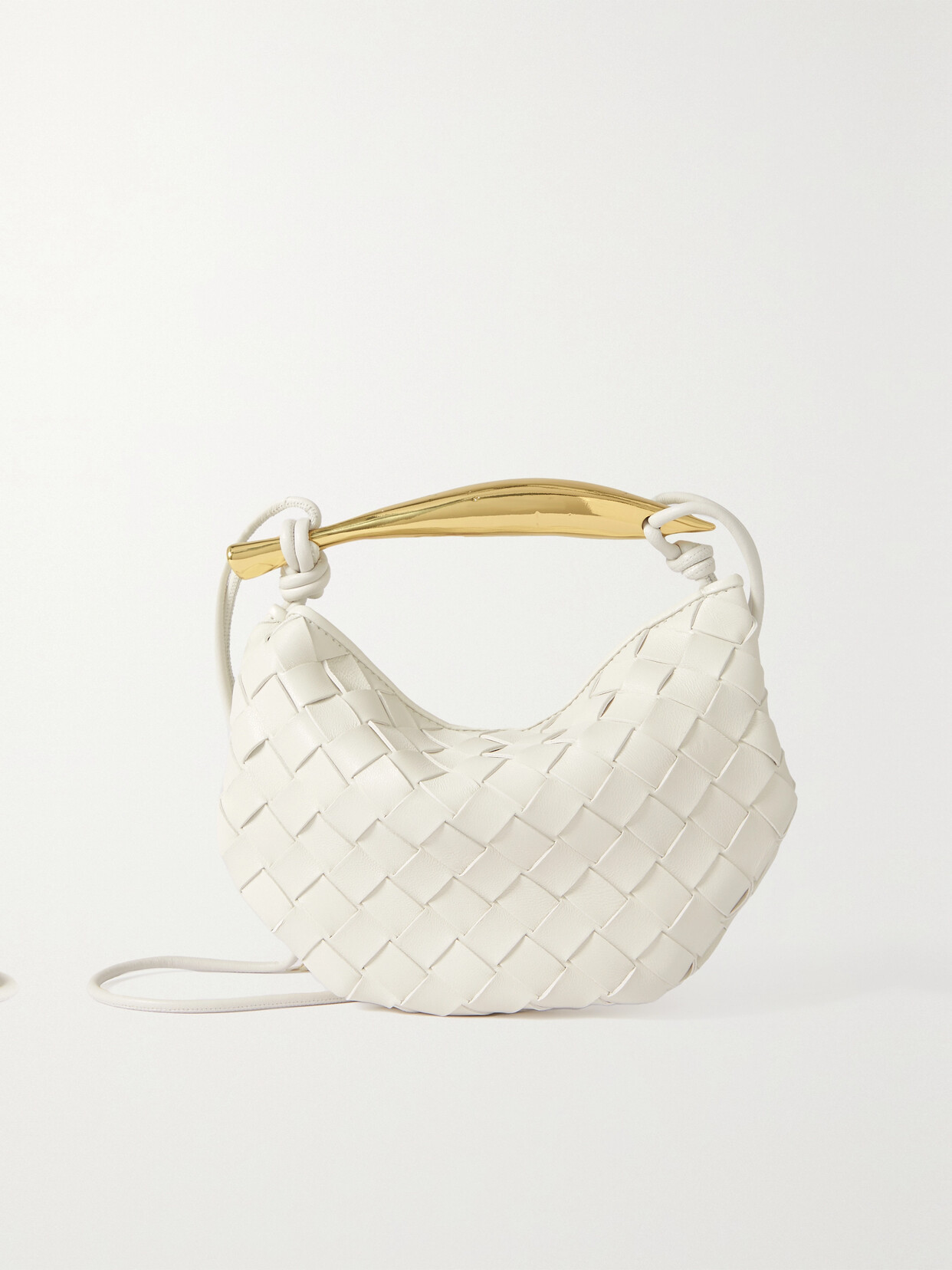 Bottega Veneta Sardine Mini Intrecciato Leather Shoulder Bag In White