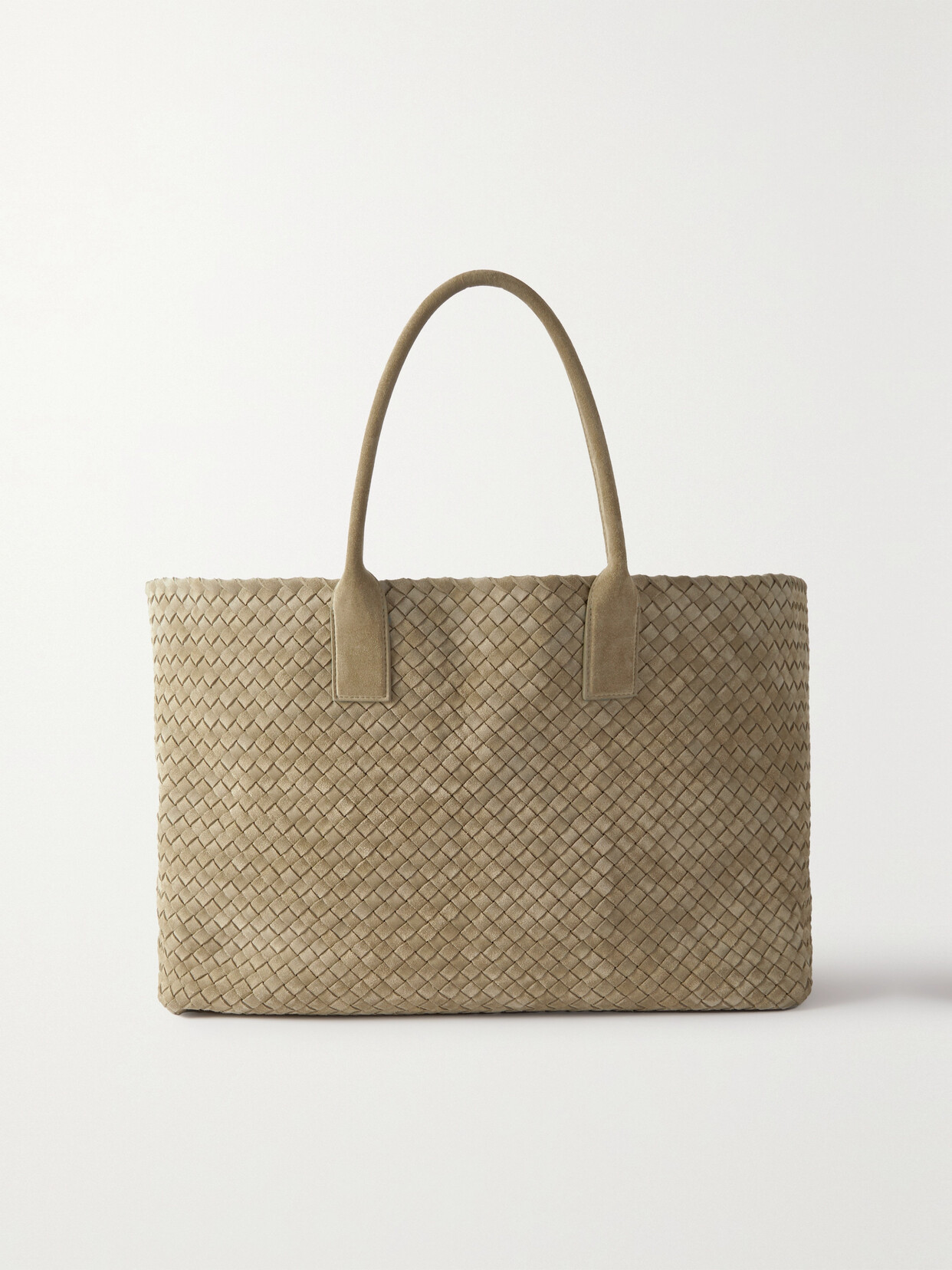 Bottega Veneta Cabat Intrecciato Suede Tote In Brown