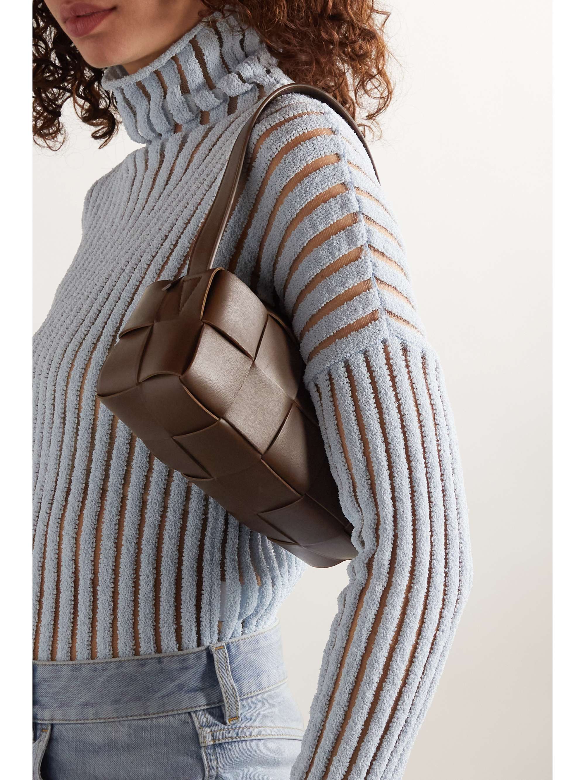 Cassette Mini Leather Shoulder Bag in Grey - Bottega Veneta