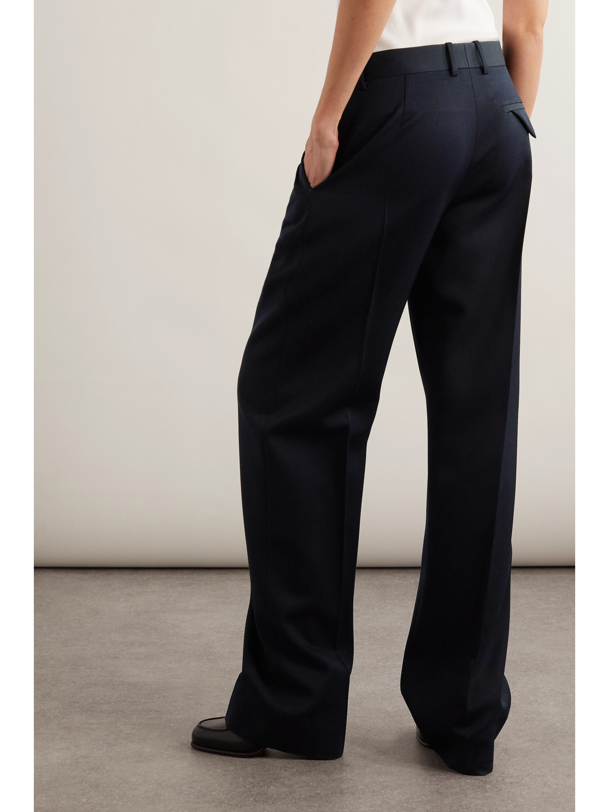 Bottega Veneta Grain De Poudre Wool Pants In Blue