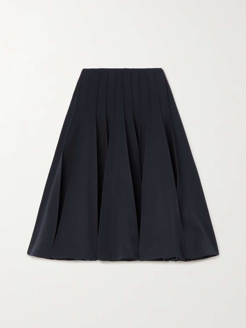 Bottega Veneta Pleated Grain De Poudre Wool Skirt