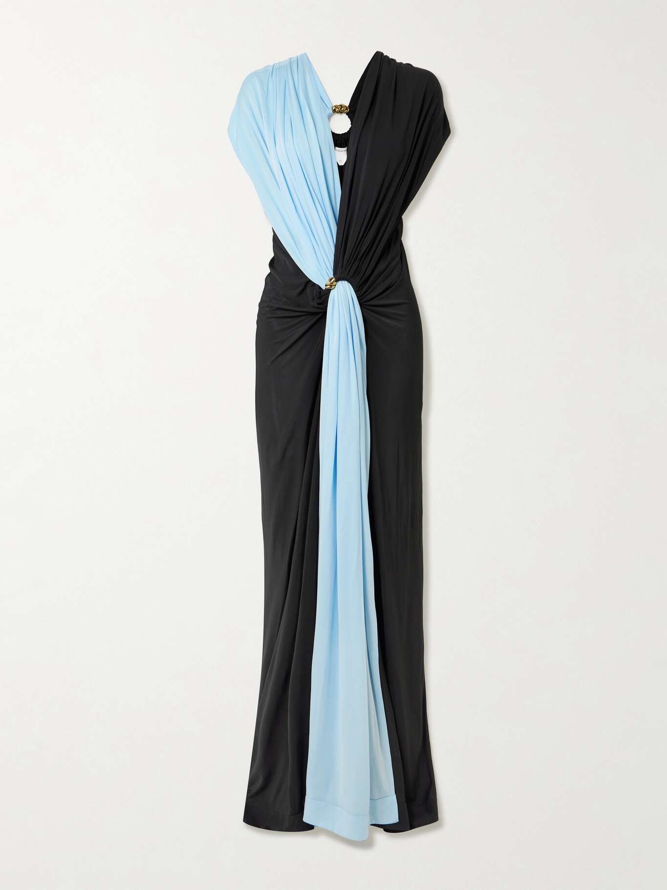 BOTTEGA VENETA Embellished twist-front draped two-tone jersey gown ...