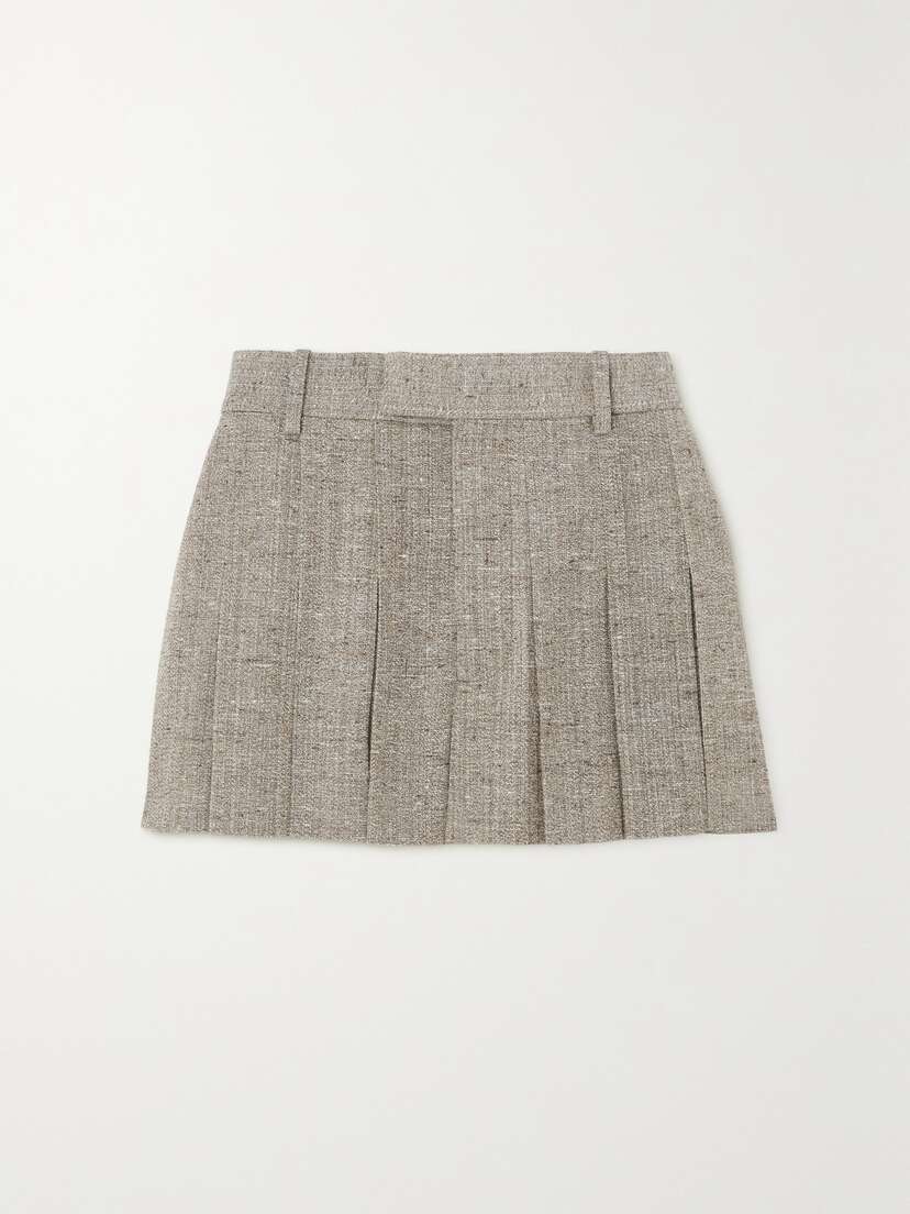 Bottega Veneta Pleated Tweed Mini Skirt