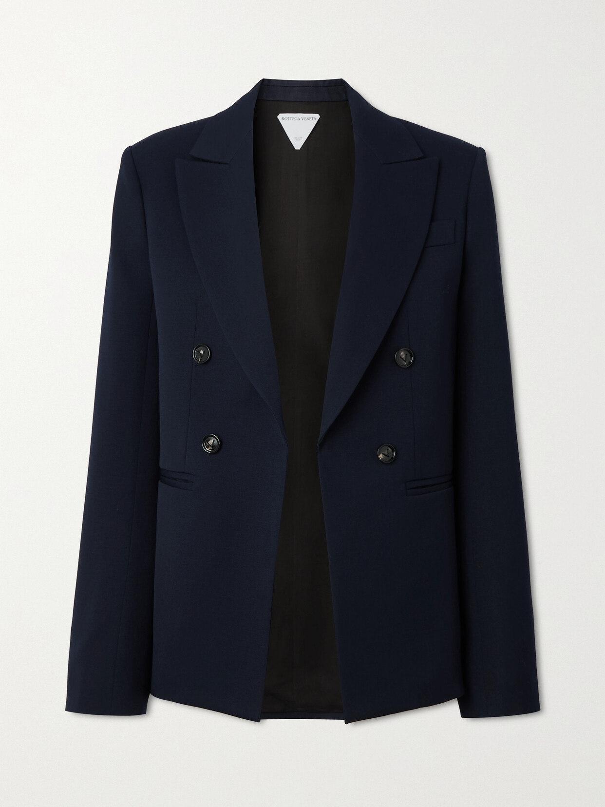 Bottega Veneta Double-breasted Grain De Poudre Wool Blazer In Blue