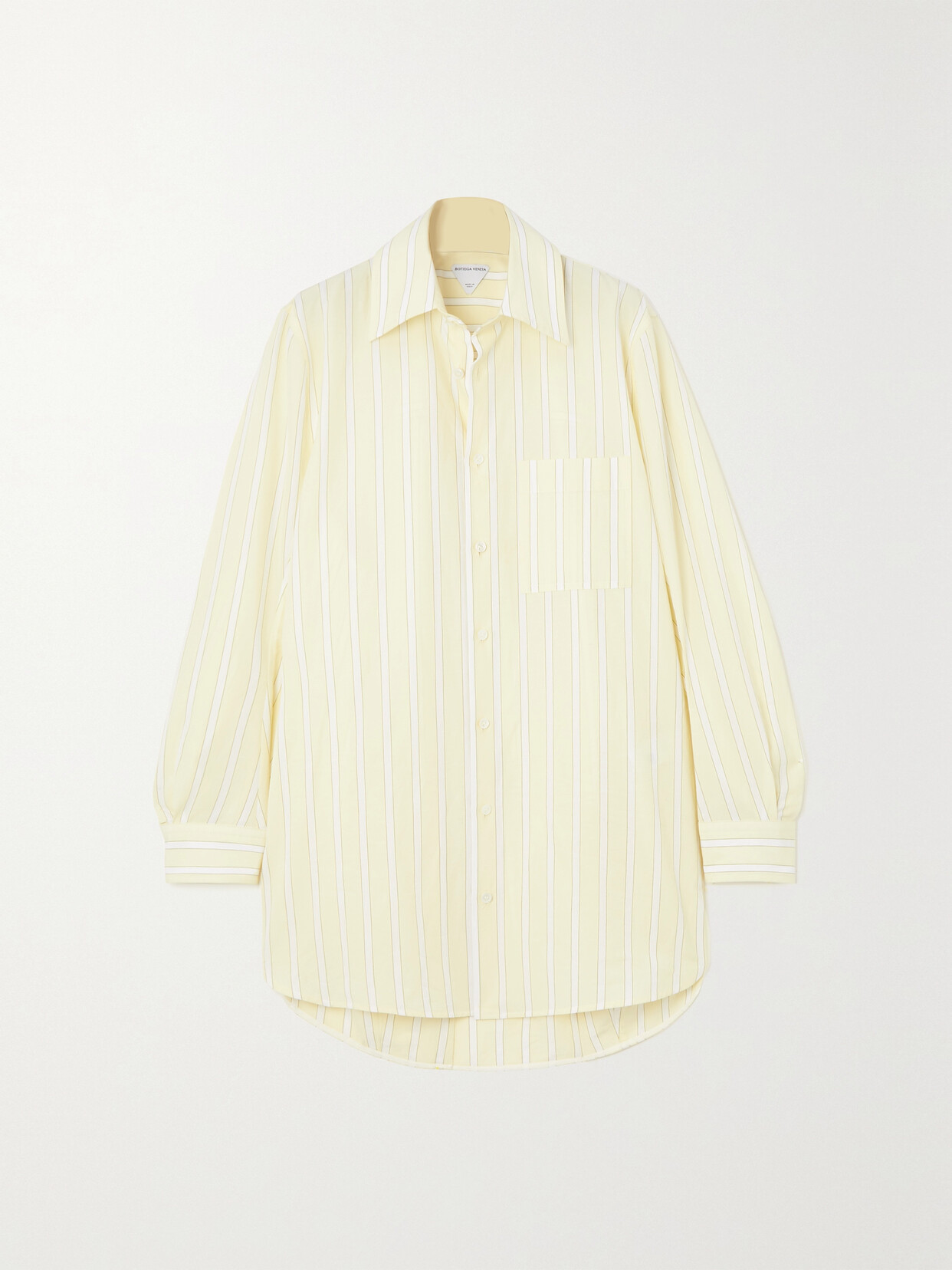 Bottega Veneta Striped Cotton And Linen-blend Shirt In Neutrals