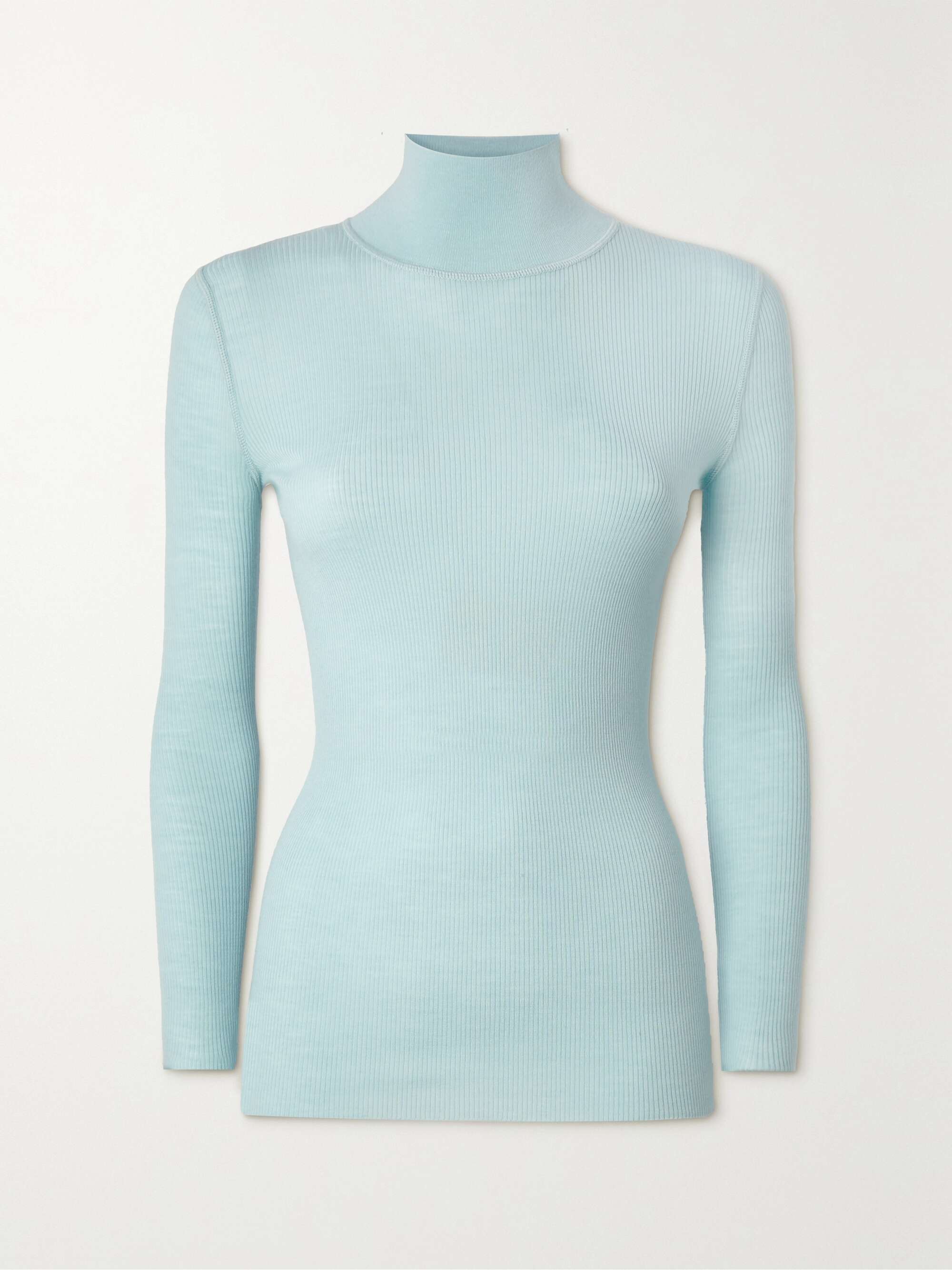 Light blue deals ribbed turtleneck sweater