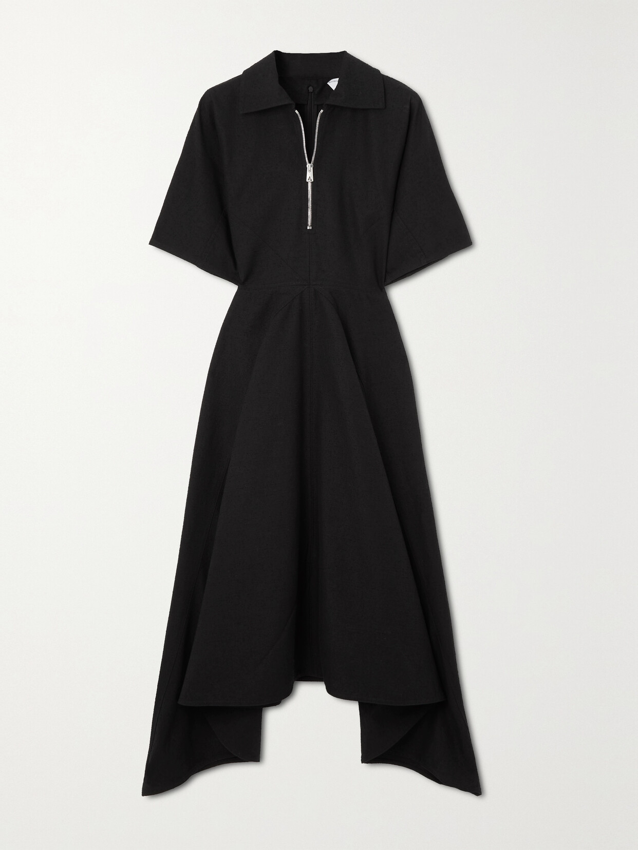 Bottega Veneta - Asymmetric Cotton Midi Dress - Black