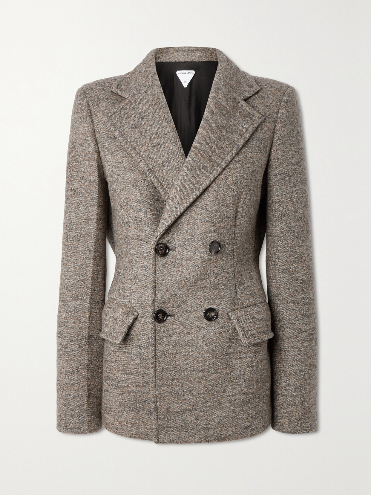 Bottega Veneta Cape-effect Wool-felt Double-breasted Blazer In Brown