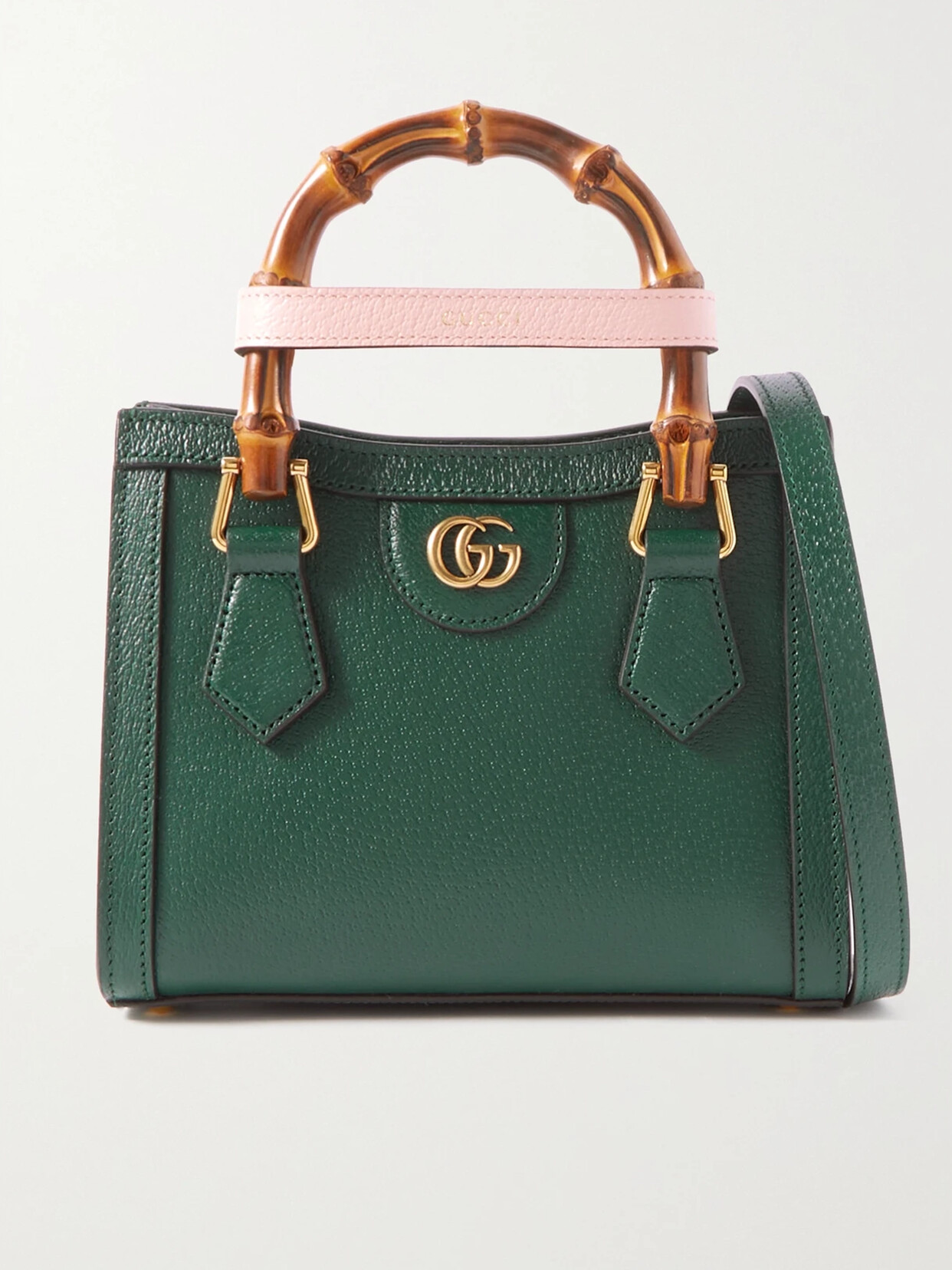 Gucci Diana Mini Textured-leather Tote In Green